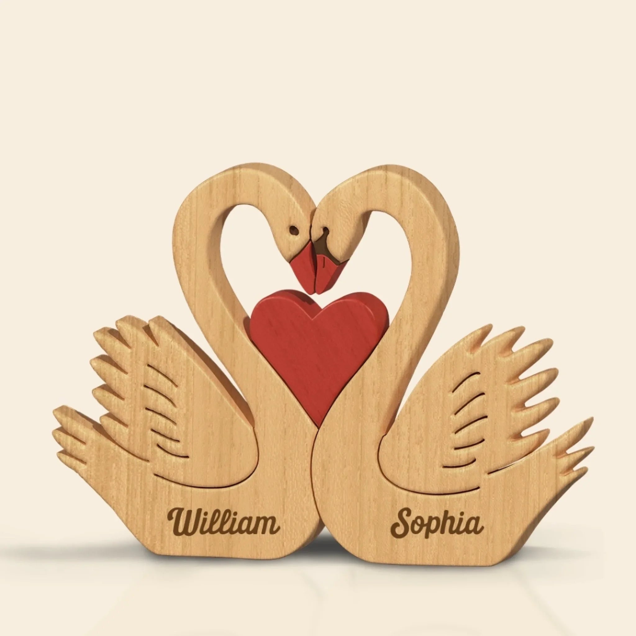 Custom Swan Shaped Wooden Art Puzzle - Personalized Anniversary Wedding Gifts For Husband And Wife, Him And Her - Found My Forever