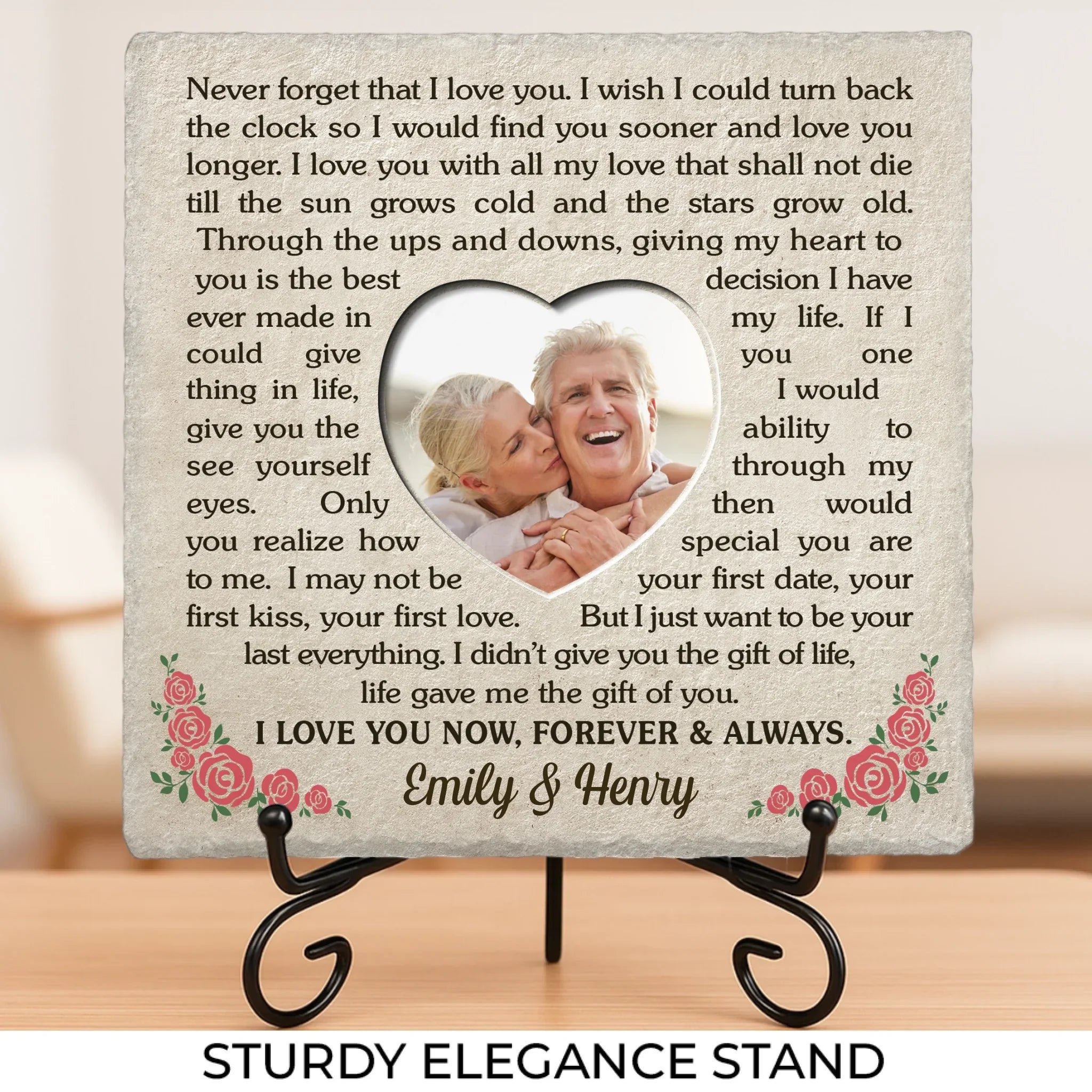 Custom Photo In All The World, There Is No Love For You Like Mine - Couple Personalized Custom Square Shaped Stone With Stand - Christmas Gift For Husband Wife, Anniversary