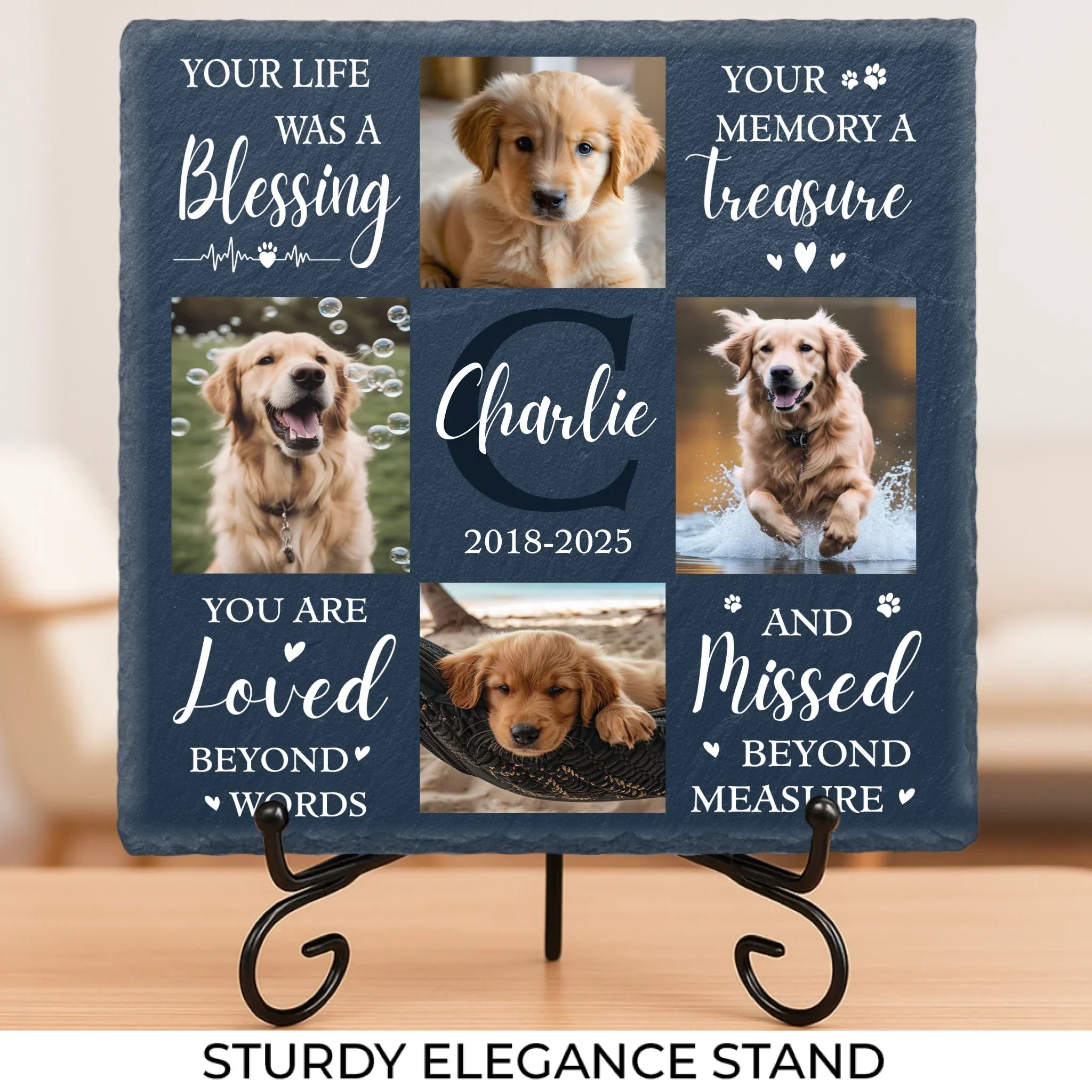 Custom Photo Sweet Reminders Of The Moments We Shared - Memorial Personalized Custom Square Shaped Stone With Stand - Sympathy Gift For Pet Owners, Pet Lovers