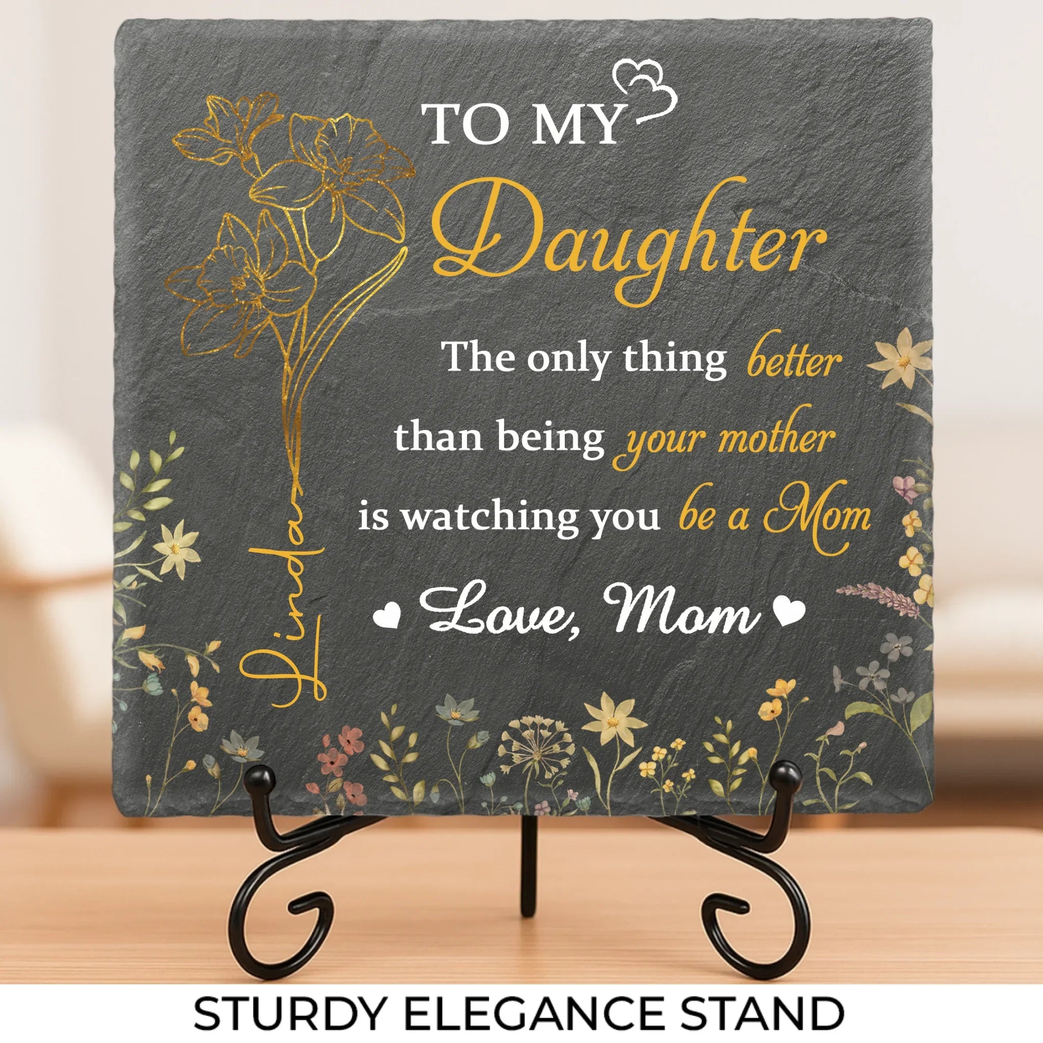 You Make Me Proud, Always - Family Personalized Custom Square Shaped Stone With Stand - Mother's Day, Gift For Mom, Daughter