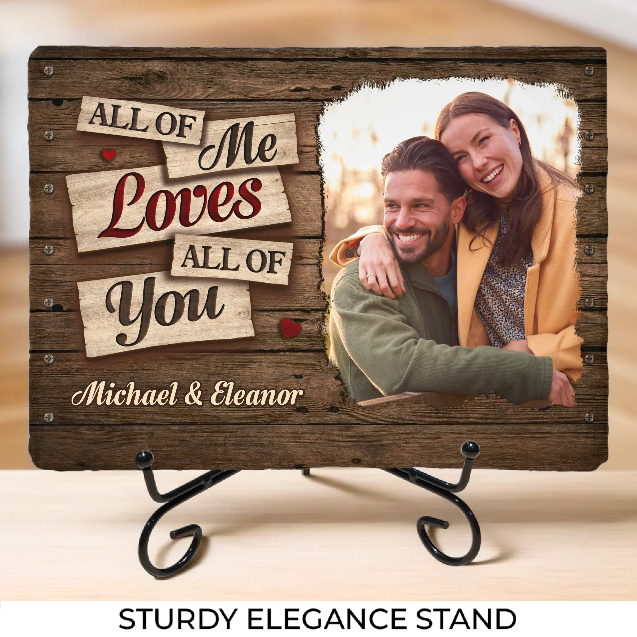 Custom Photo All Of Me Loves All Of You - Couple Personalized Custom Rectangle Shaped Stone With Stand - Gift For Husband Wife, Anniversary