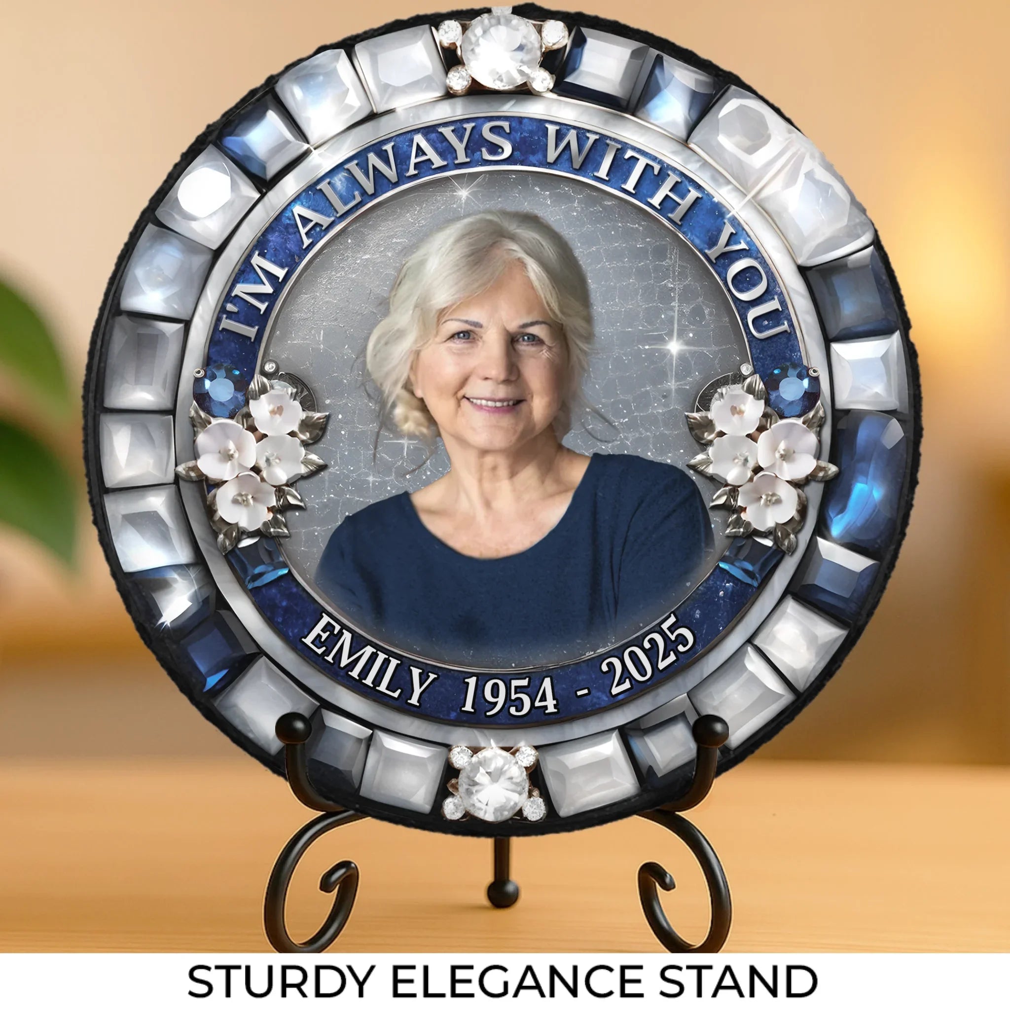 Custom Photo Heaven Gained What We Lost - Memorial Personalized Custom Round Shaped Stone With Stand - Sympathy Gift For Family Members
