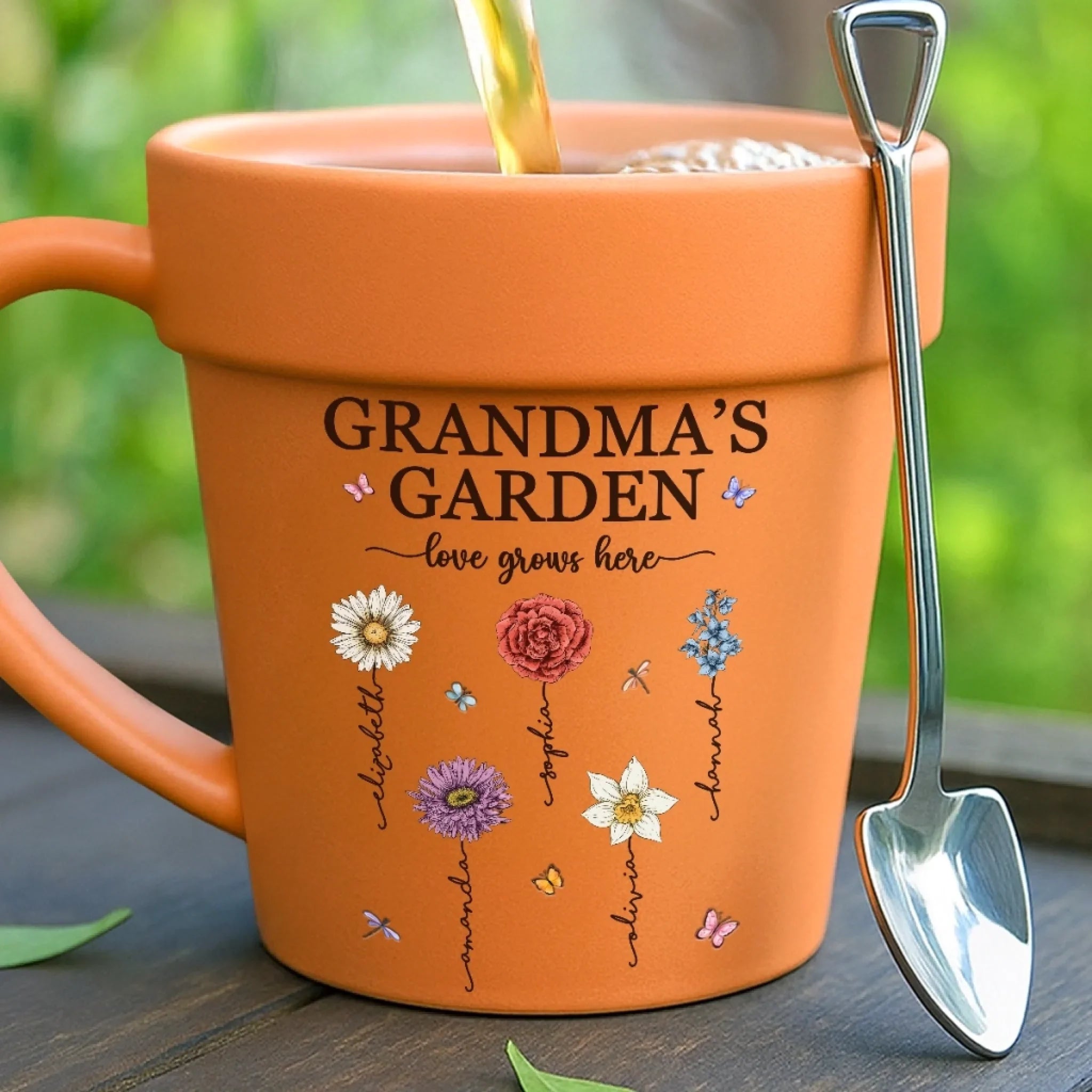 Custom Plant Pot Ceramic Mug - Personalized Birthday Gifts For Mom, Grandma - Grandma's Garden Love Grows Here -  Flower Pot Mug