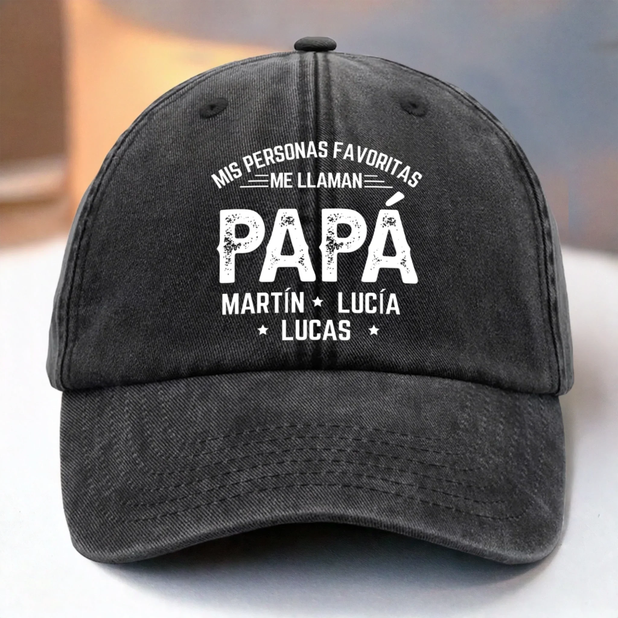 Gorra de Bisbol Personalizada de Mezclilla Vintage Lavada – Regalos de Cumpleaos Personalizados para Pap, Abuelo – La Paternidad Me Queda Bien