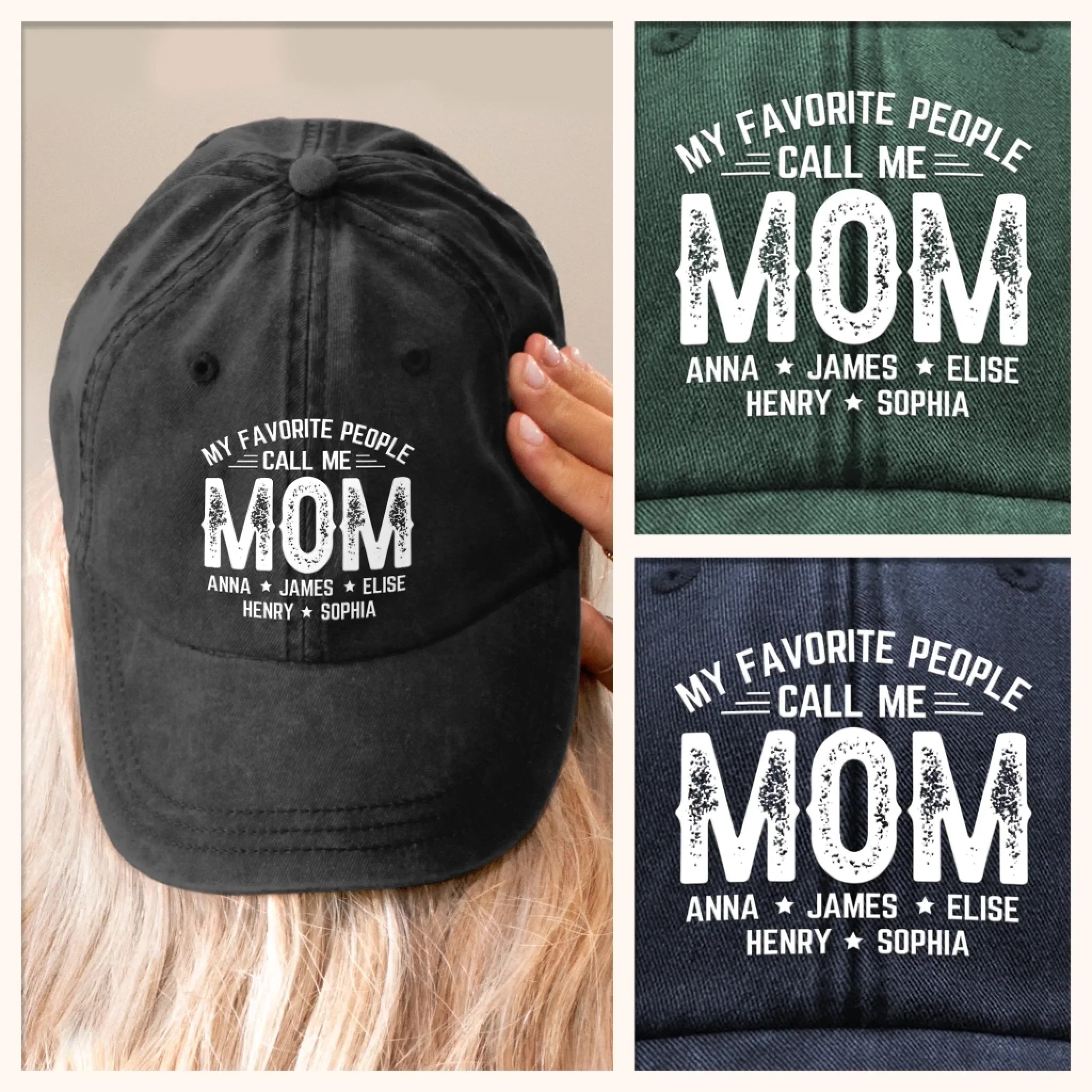 Custom Vintage Washed Denim Baseball Cap - Personalized Birthday Gifts For Mom, Grandma - Loved Most When Called Mom