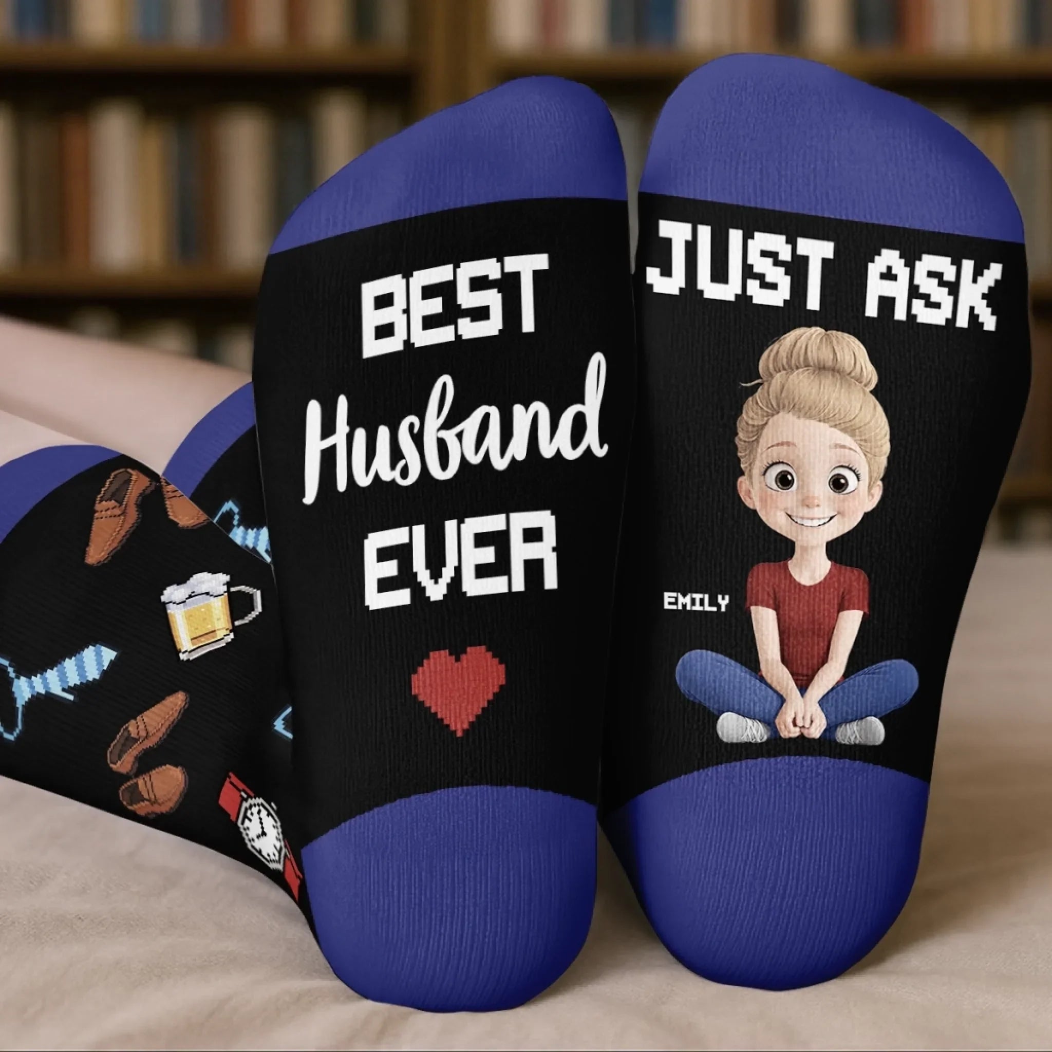 Custom Crew Socks - Personalized Anniversary Wedding Gifts For Husband And Wife, Him And Her - Wife’s Favorite Human