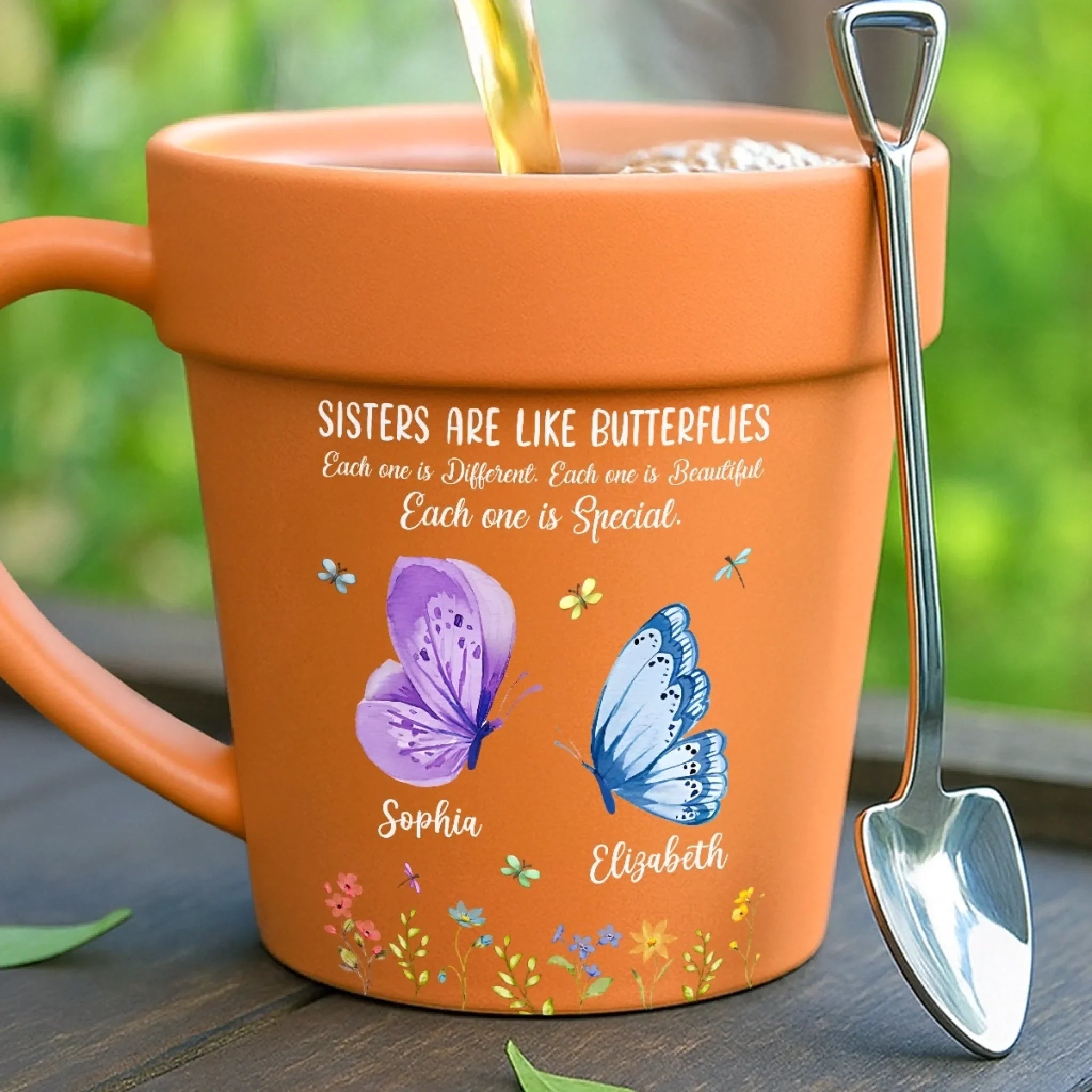 Custom Plant Pot Ceramic Mug - Personalized Garden Gifts For Gardeners, Best Friends - Different Wings, Common Love -  Flower Pot Mug