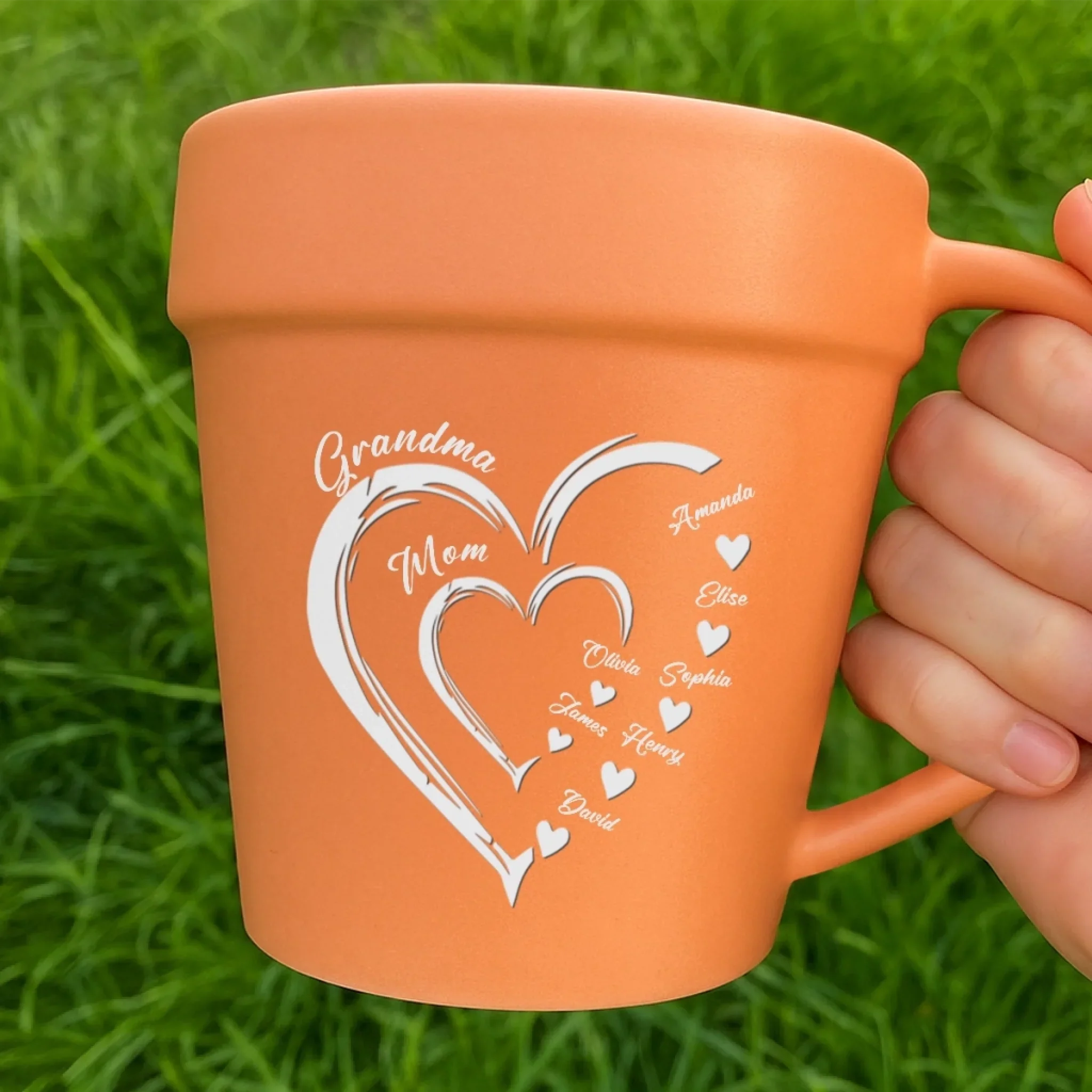 Custom Plant Pot Ceramic Mug - Personalized Garden Gifts For Gardeners, Mom, Grandma - Love Grows Through Every Generation -  Flower Pot Mug