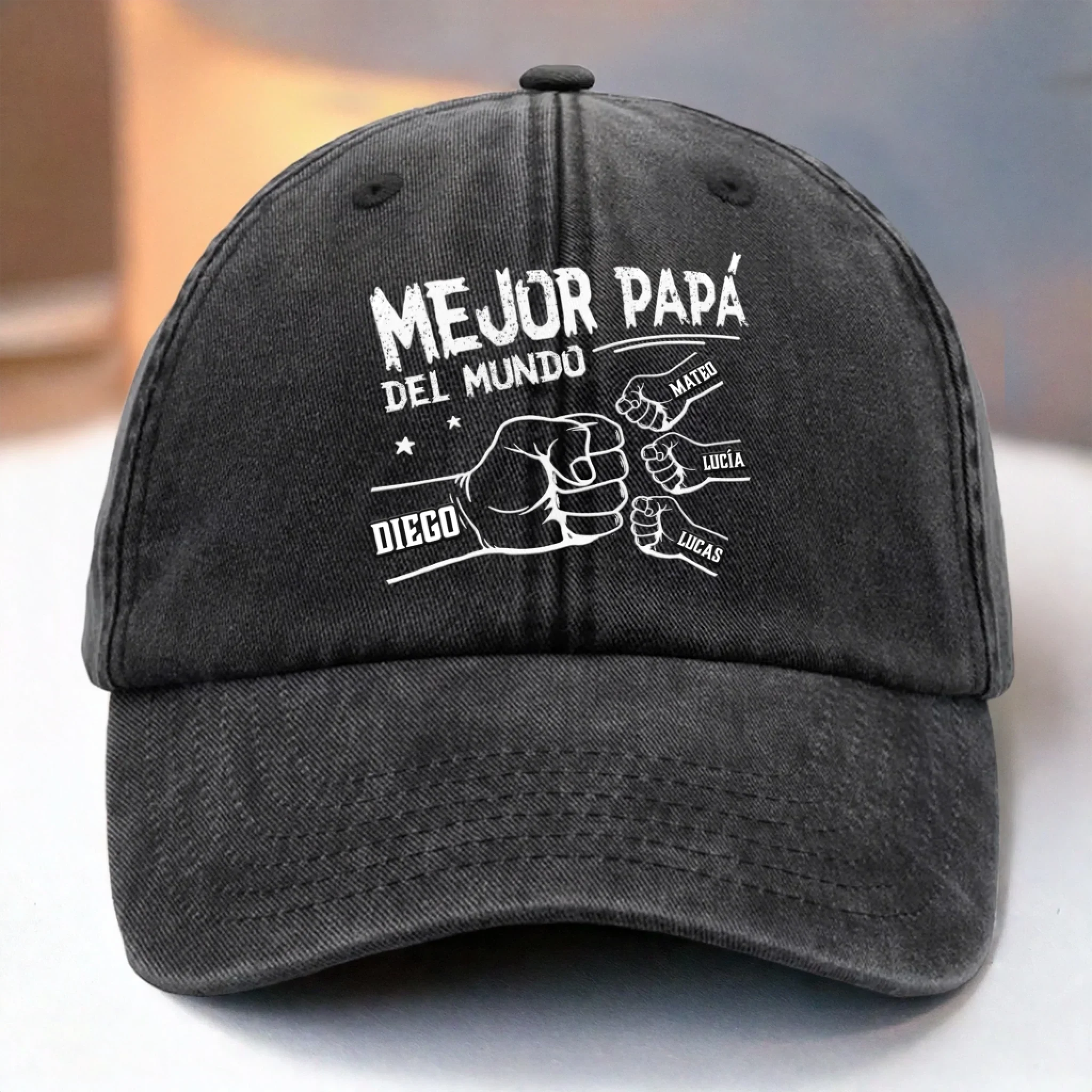Gorra de Bisbol Personalizada de Mezclilla Vintage Lavada – Regalos de Cumpleaos Personalizados para Pap, Abuelo – Amado Por Ellos, Llamado Pap