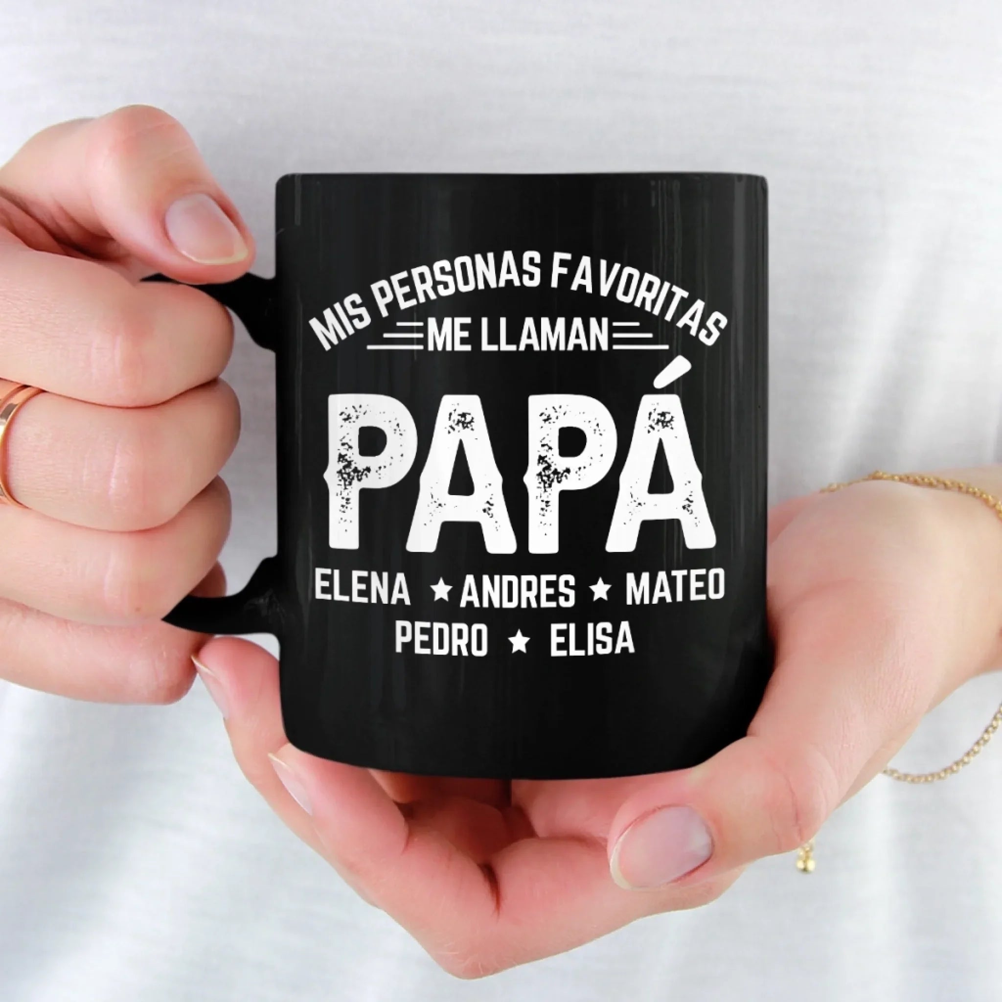 Taza Negra Personalizada - Regalos De Cumpleaos Personalizados Para Pap, Abuelo - Mis Personas Favoritas Me Llaman Abuelo
