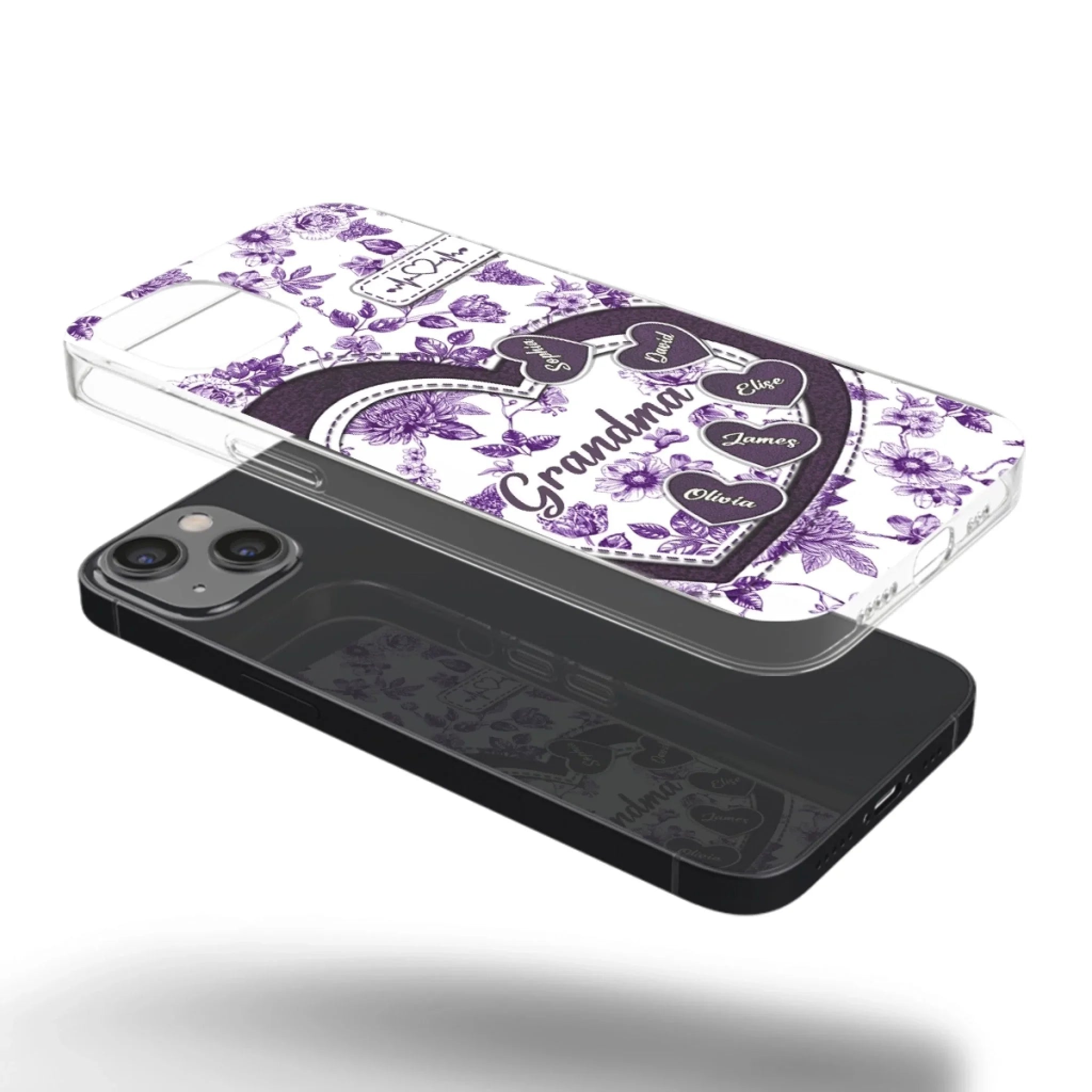 Custom 3D Inflated Effect Printed Clear Phone Case - Personalized Birthday Gifts For Mom, Grandma - Grandma Love Never Fades