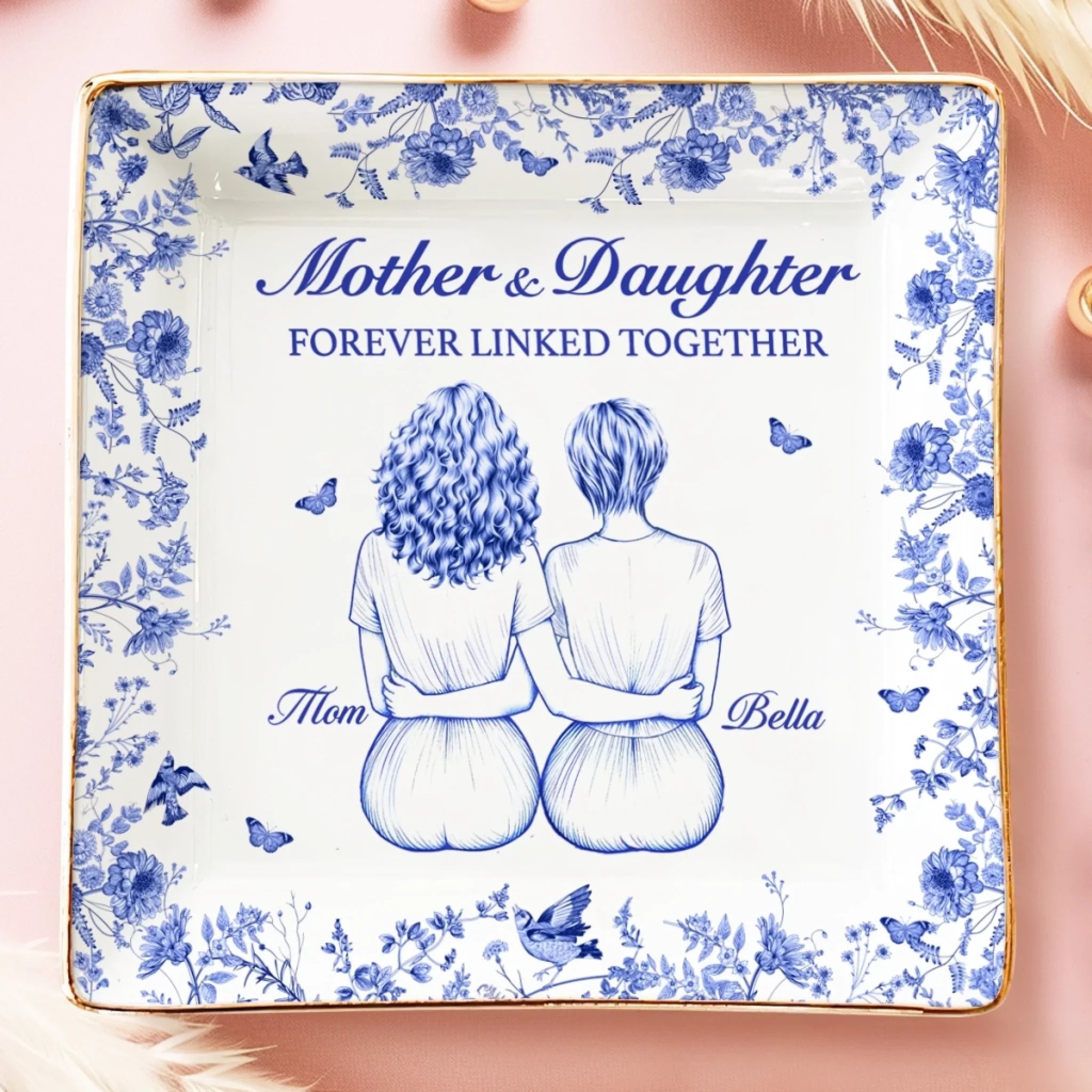 Custom Full-Print Jewelry Dish - Personalized Birthday Gifts For Mom, Grandma - Forever Linked Together