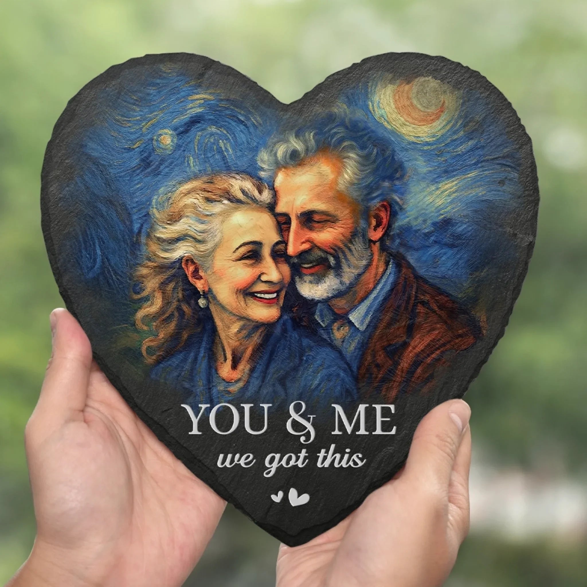 Custom Photo Heart Shaped Stone With Stand - Personalized Anniversary Wedding Gifts For Husband And Wife, Him And Her - You And Me, We Got This