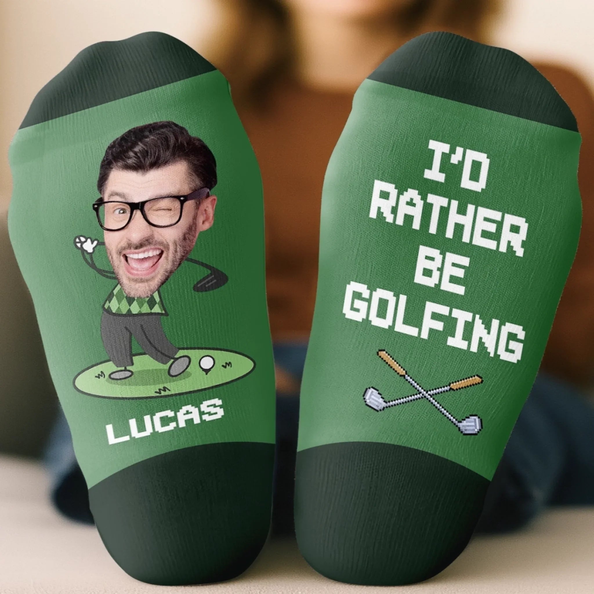 Custom Photo Crew Socks - Personalized Golf Gifts For Men, Women - Walks Like A Pro, Swings Like A Legend