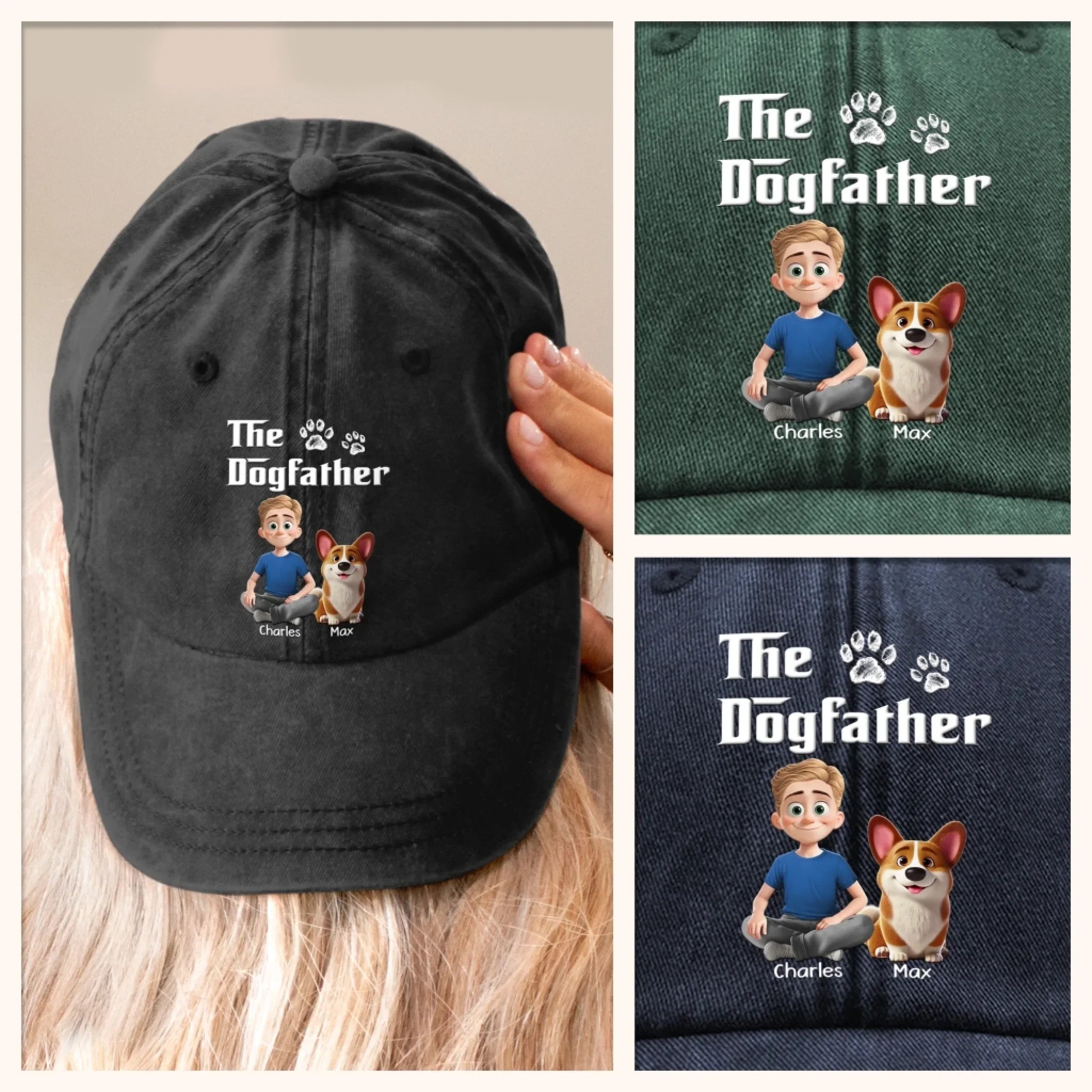 Custom Vintage Washed Denim Baseball Cap - Personalized Birthday Gifts For Dog Cat Lovers, Dog Dad And Mom, Cat Owners - Don’t Mess With The Dogfather