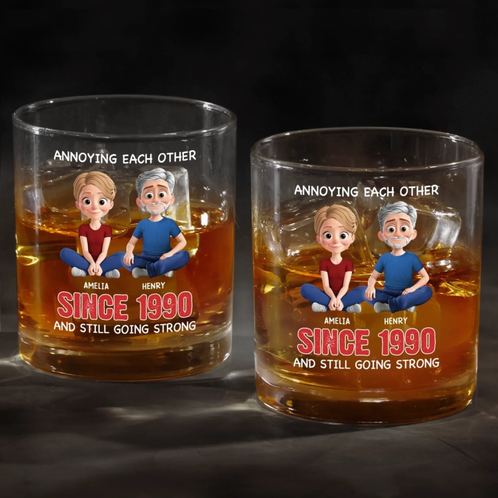 Custom Whiskey Glass - Personalized Anniversary Wedding Gifts For Husband And Wife, Him And Her - Love You, Even When You Snore