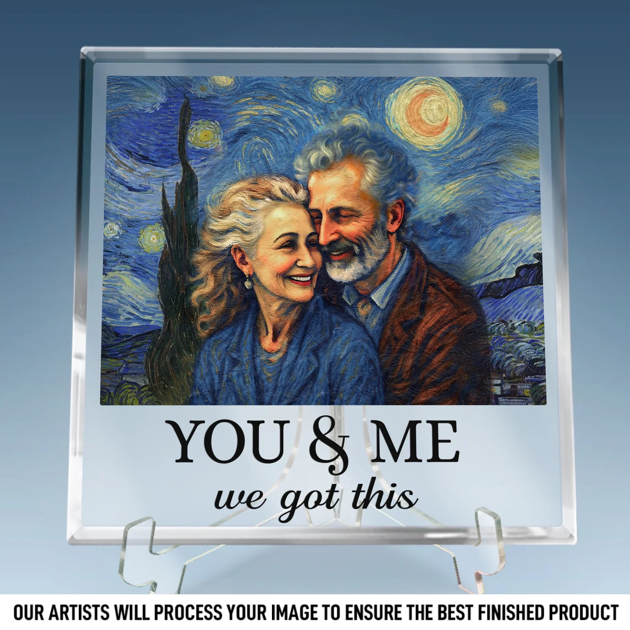 Custom Photo Square Shaped Acrylic Plaque - Personalized  Anniversary Wedding Gifts For Husband And Wife, Him And Her - You & Me, Written In The Stars