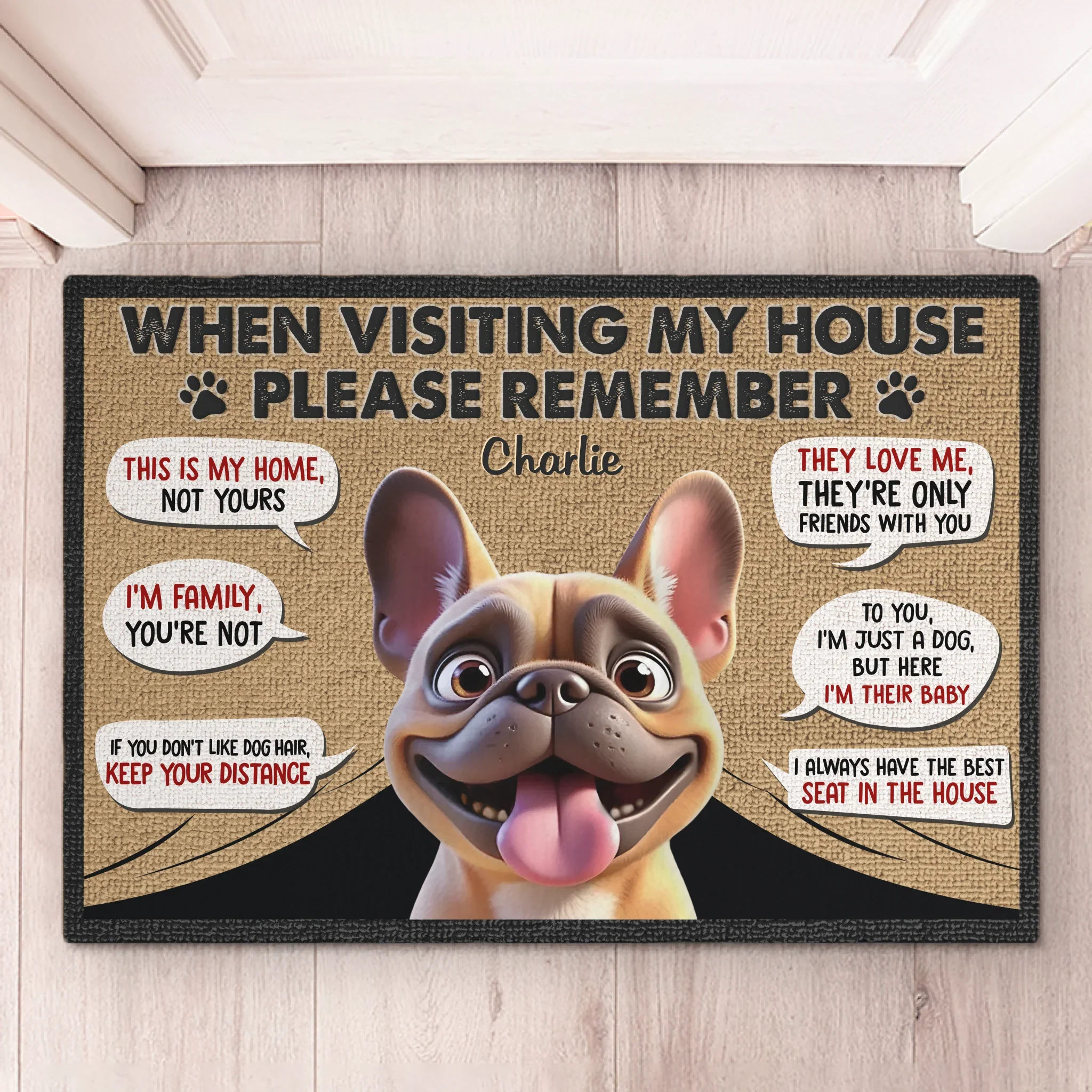 Custom Home Decor Decorative Mat - Personalized Birthday Gifts For Dog Lovers, Dog Dad And Mom - The Dog Approves All Visitors