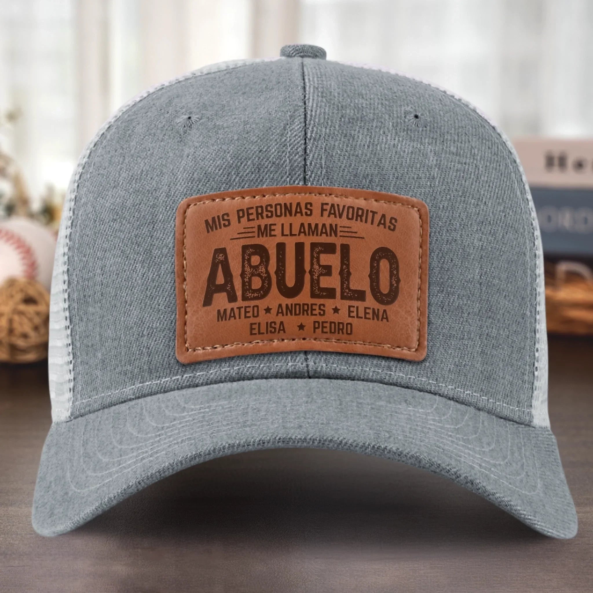 Gorra Con Parche De Cuero Personalizada - Regalos De Cumpleaos Personalizados Para Pap, Abuelo - Abuelos Llenos De Bendiciones