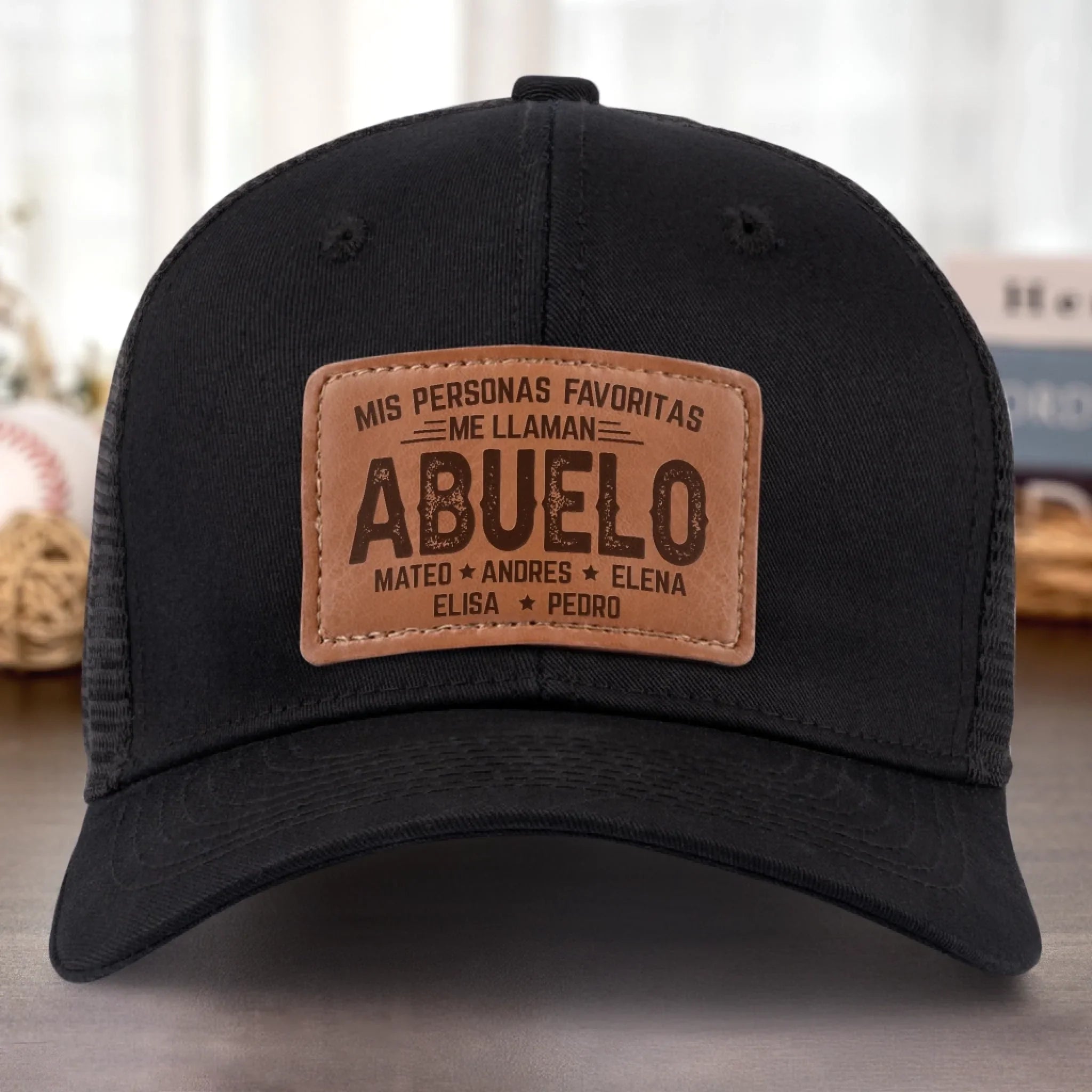 Gorra Con Parche De Cuero Personalizada - Regalos De Cumpleaos Personalizados Para Pap, Abuelo - Abuelos Llenos De Bendiciones