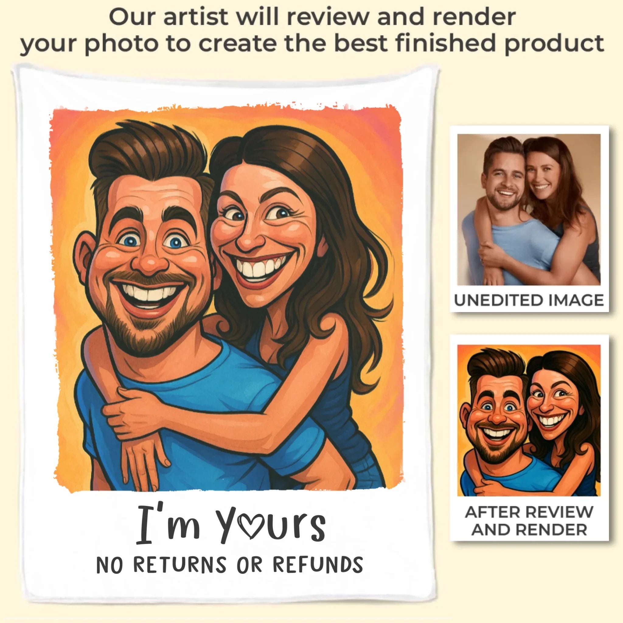 Custom Photo Funny Caricature Blanket - Personalized Anniversary Wedding Gifts For Husband And Wife, Him And Her - Annoying Each Other