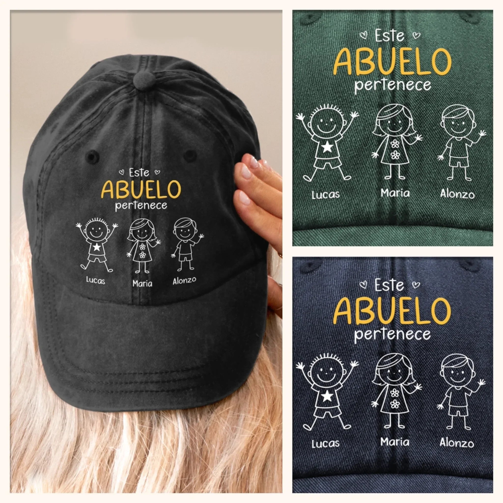 Gorra de Bisbol Personalizada de Mezclilla Vintage Lavada – Regalos de Cumpleaos Personalizados para Pap, Abuelo – Este Abuelo Pertenece