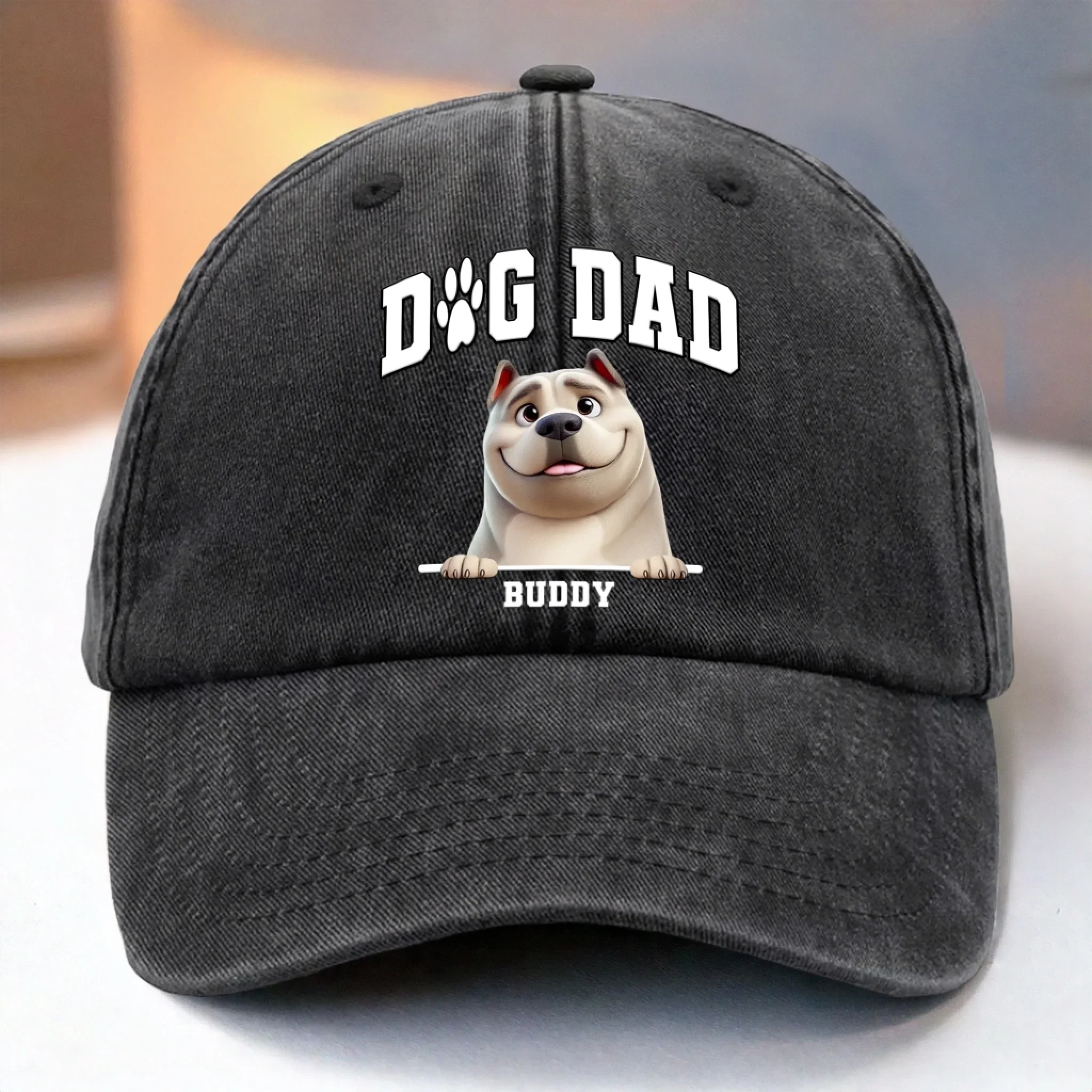 Custom Vintage Washed Denim Baseball Cap - Personalized Birthday Gifts For Dog Lovers, Dog Dad And Mom - My Best Friend Has Fur