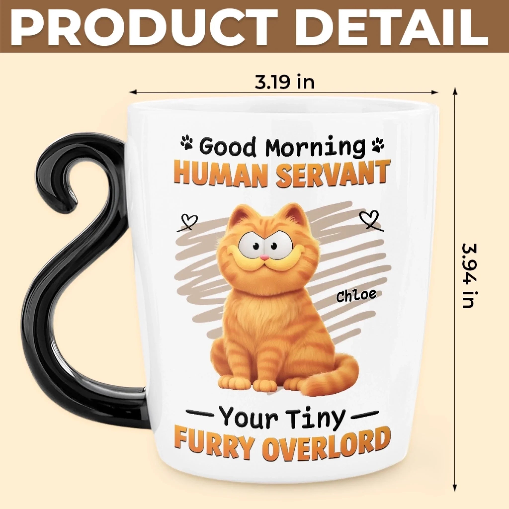 Custom 12oz Cat Handle Ceramic Mug - Personalized Birthday Gifts For Cat Lovers, Cat Mom And Dad - World’s Smallest, Fluffiest Dictator