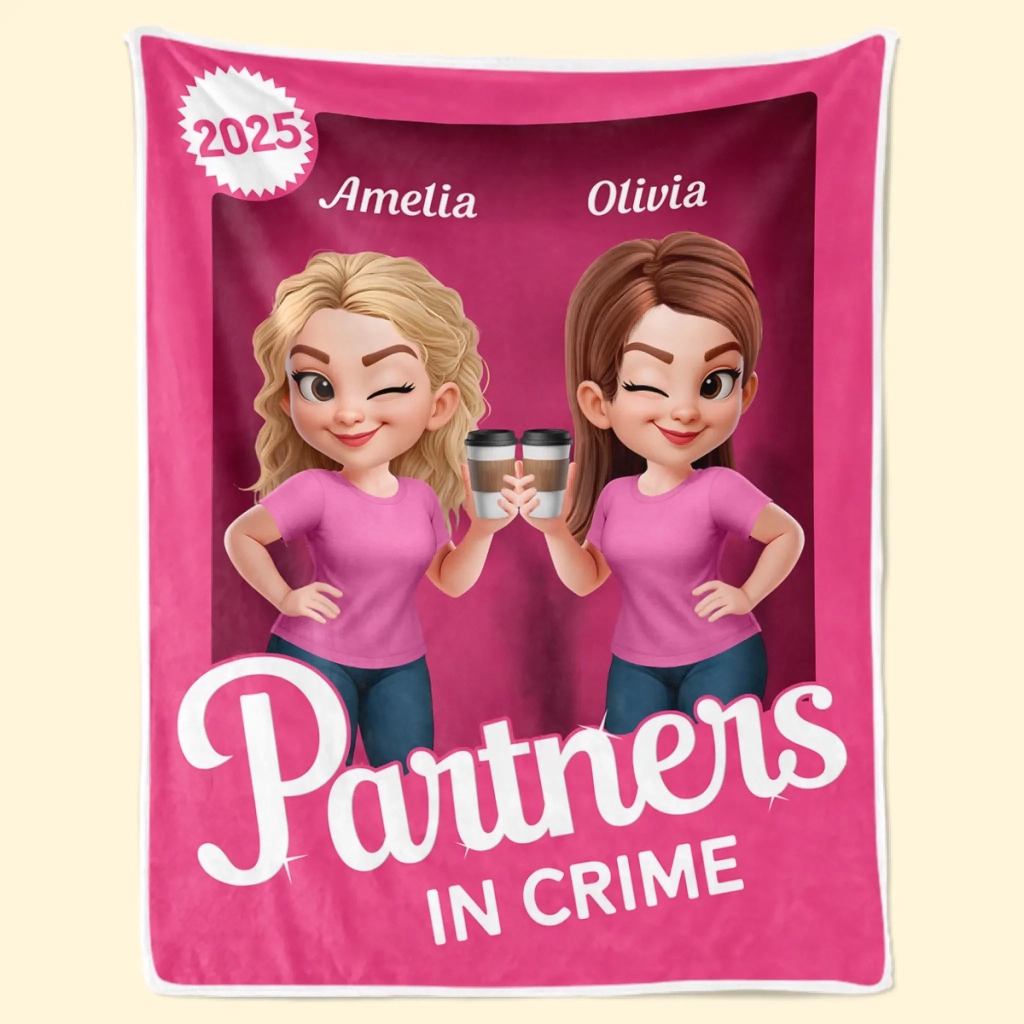 Custom Blanket - Personalized Best Friend Birthday Gifts For Women, Besties, Sisters, BFF - Crime Partners Forever Side By Side
