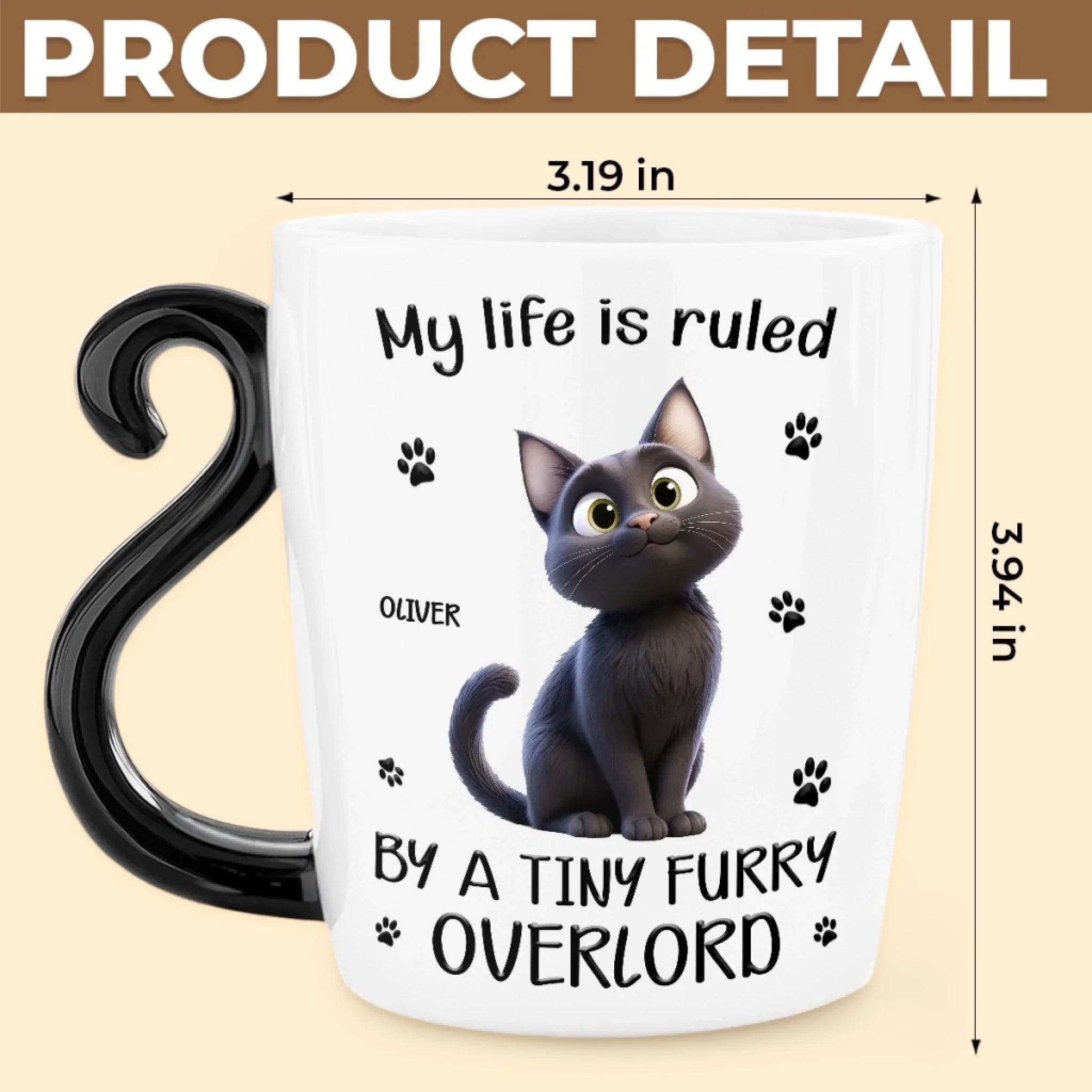 Custom 12oz Cat Handle Ceramic Mug - Personalized Birthday Gifts For Cat Lovers, Cat Mom And Dad - Property Of The Cat
