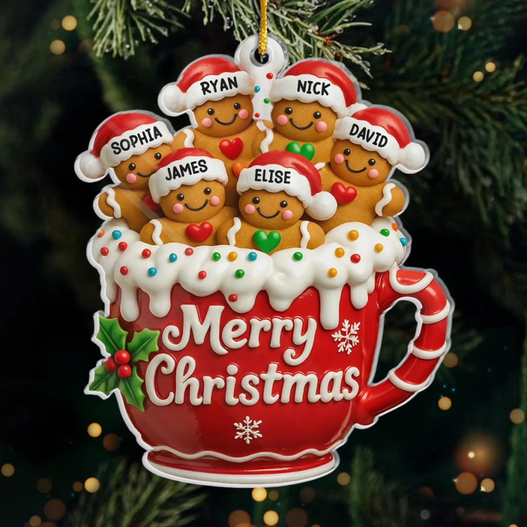 Custom Acrylic Ornament - Personalized Christmas Birthday Gifts For Mom, Dad, Kids - Sweet Christmas Memories In A Mug