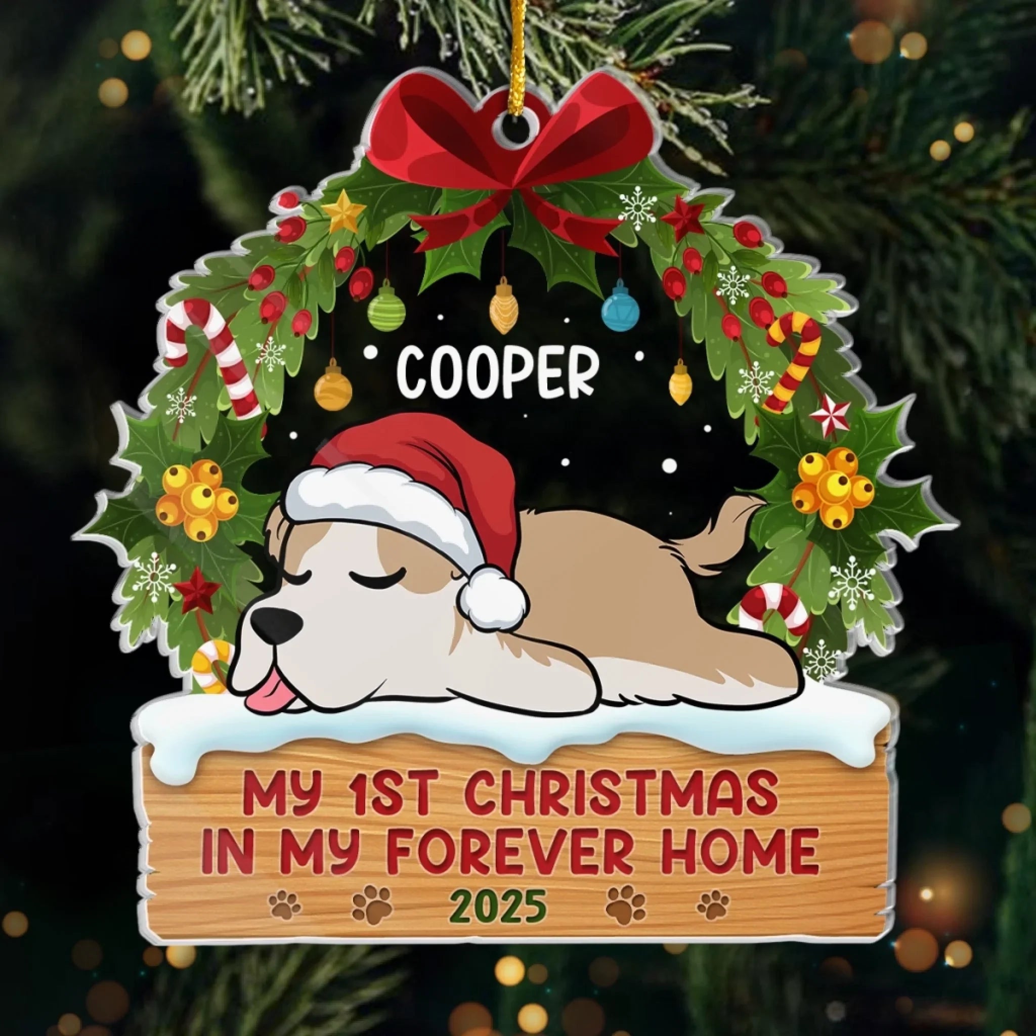 First Christmas, First Paws Under The Tree - Dog & Cat Personalized Custom Ornament - Acrylic Custom Shaped - Christmas Gift For Pet Owners, Pet Lovers, First Christmas