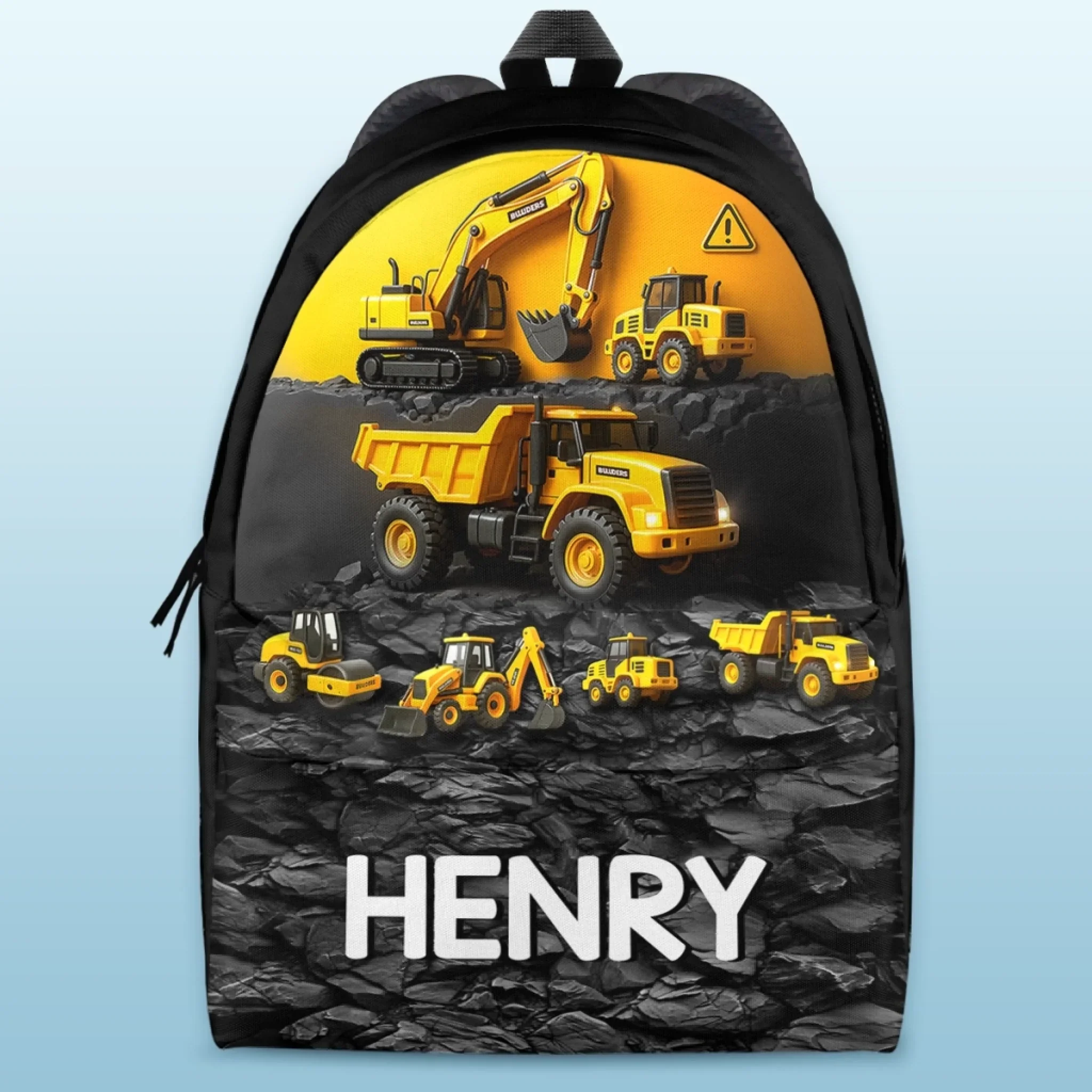 Custom Kids Backpack - Personalized Back To School Gifts For Kids - Mighty Machines On The Move