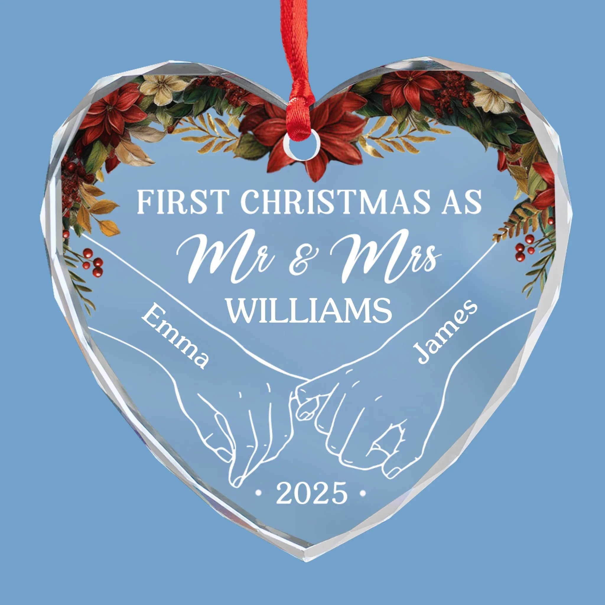 First Christmas Together - Couple Personalized Custom Circle Glass Ornament - Christmas Gift For Husband Wife, Anniversary, First Christmas