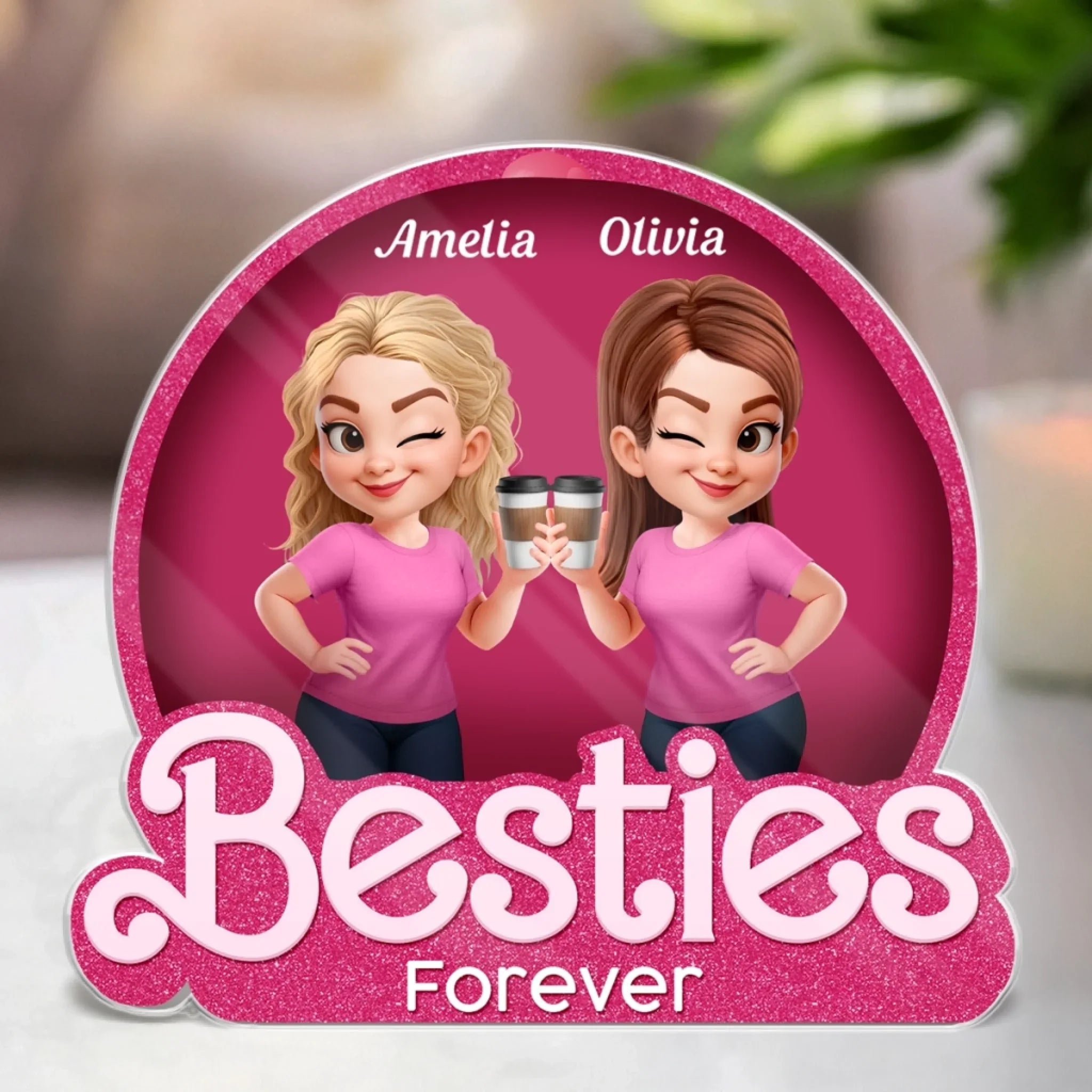 Custom Acrylic Plaque - Personalized Best Friend Birthday Gifts For Women, Besties, Sisters, BFF - Besties Forever Side By Side