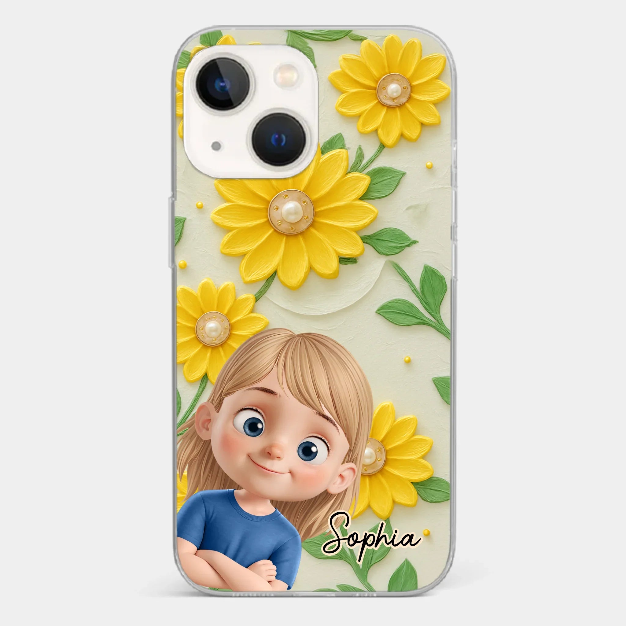 Custom 3D Inflated Effect Printed Clear Phone Case - Personalized Birthday Gifts For Mom, Grandma - Blooming With Joy Together