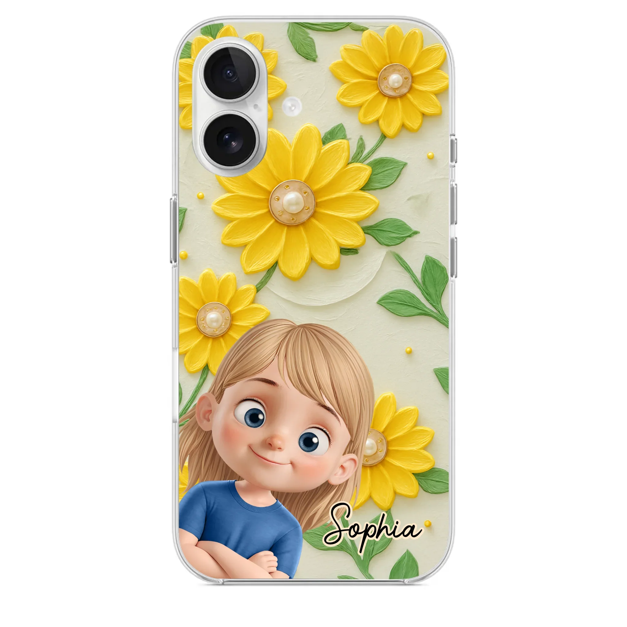 Custom 3D Inflated Effect Printed Clear Phone Case - Personalized Birthday Gifts For Mom, Grandma - Blooming With Joy Together
