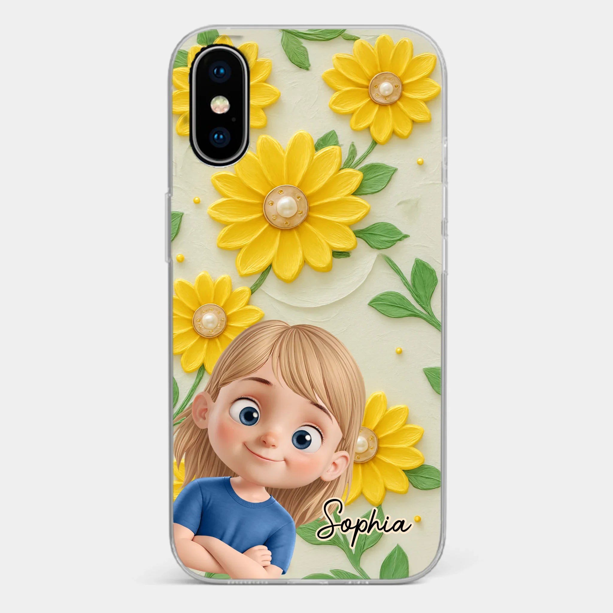Custom 3D Inflated Effect Printed Clear Phone Case - Personalized Birthday Gifts For Mom, Grandma - Blooming With Joy Together