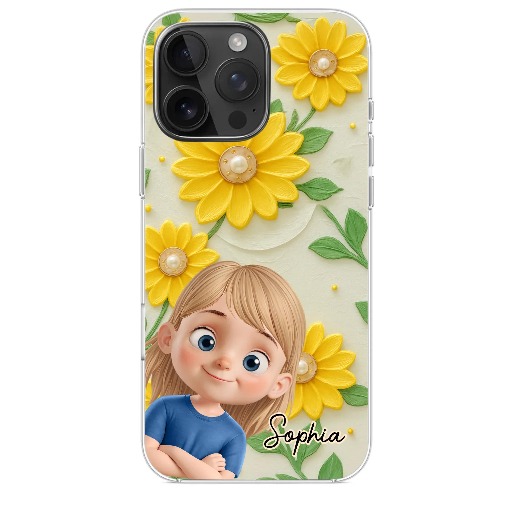 Custom 3D Inflated Effect Printed Clear Phone Case - Personalized Birthday Gifts For Mom, Grandma - Blooming With Joy Together