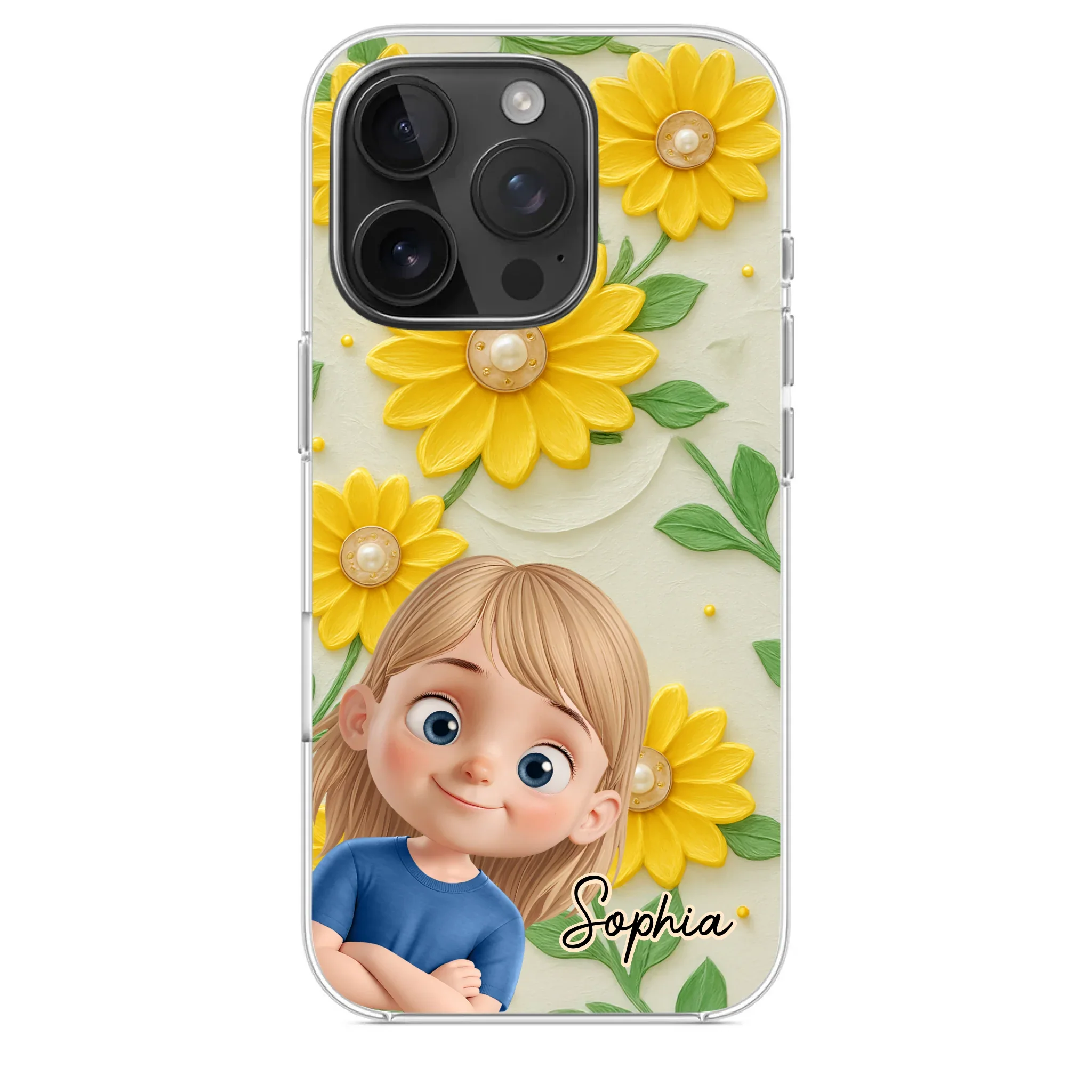 Custom 3D Inflated Effect Printed Clear Phone Case - Personalized Birthday Gifts For Mom, Grandma - Blooming With Joy Together