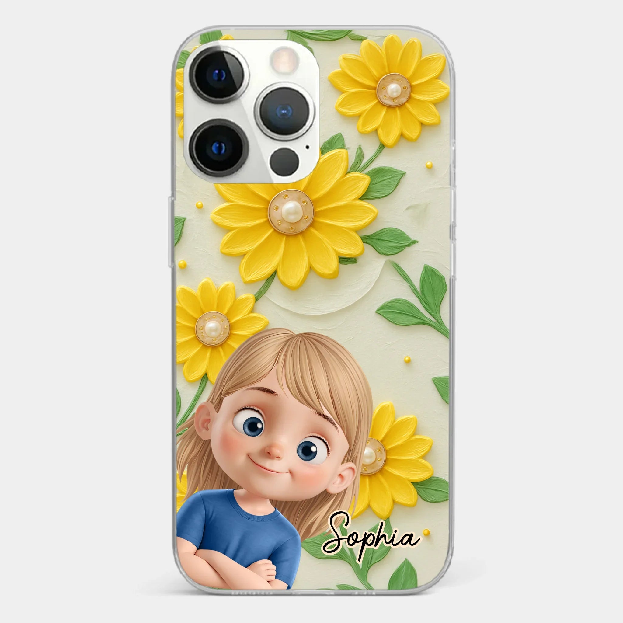 Custom 3D Inflated Effect Printed Clear Phone Case - Personalized Birthday Gifts For Mom, Grandma - Blooming With Joy Together