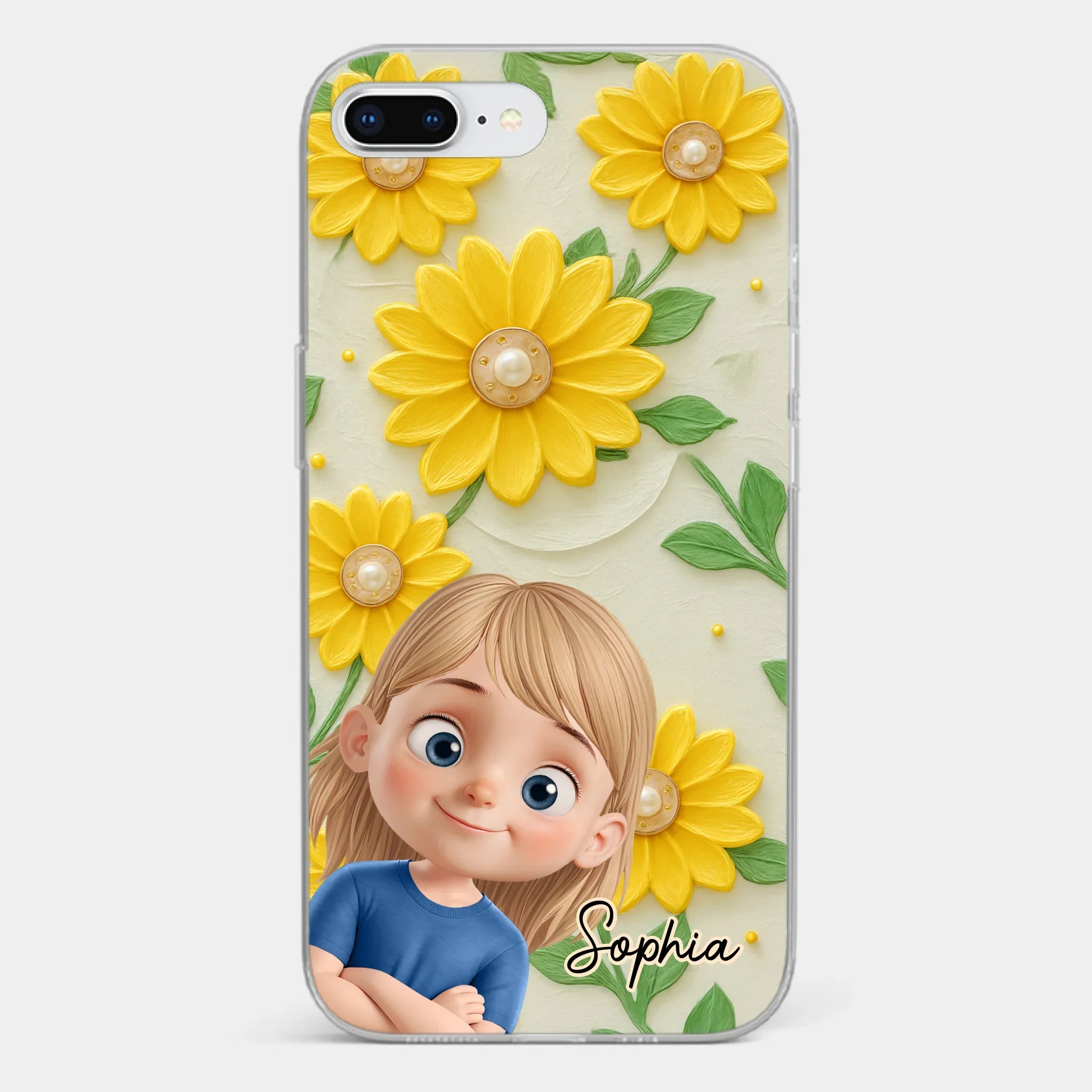 Custom 3D Inflated Effect Printed Clear Phone Case - Personalized Birthday Gifts For Mom, Grandma - Blooming With Joy Together