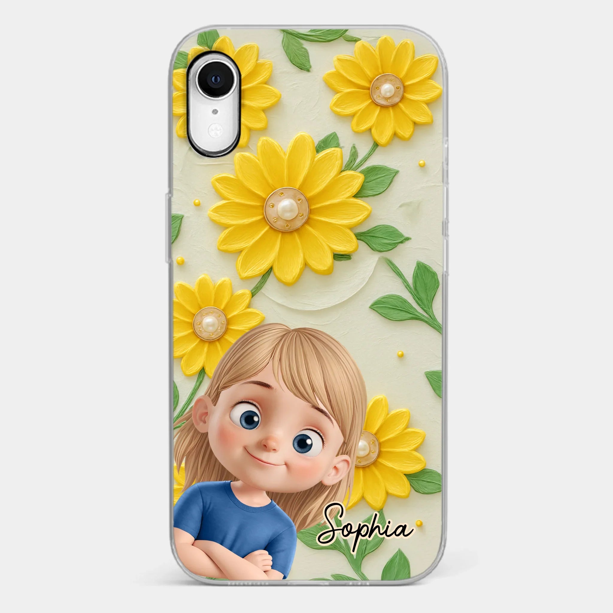Custom 3D Inflated Effect Printed Clear Phone Case - Personalized Birthday Gifts For Mom, Grandma - Blooming With Joy Together