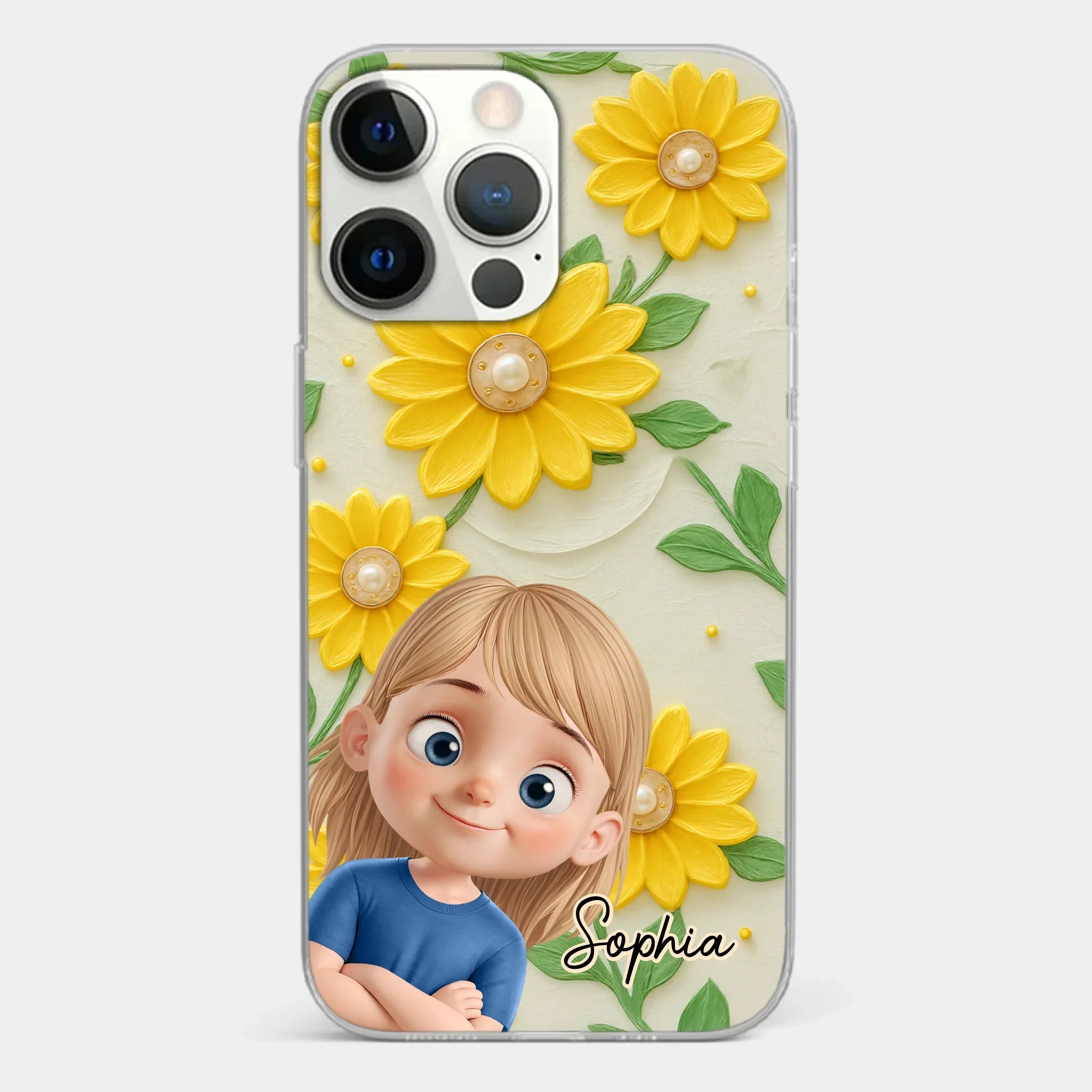 Custom 3D Inflated Effect Printed Clear Phone Case - Personalized Birthday Gifts For Mom, Grandma - Blooming With Joy Together