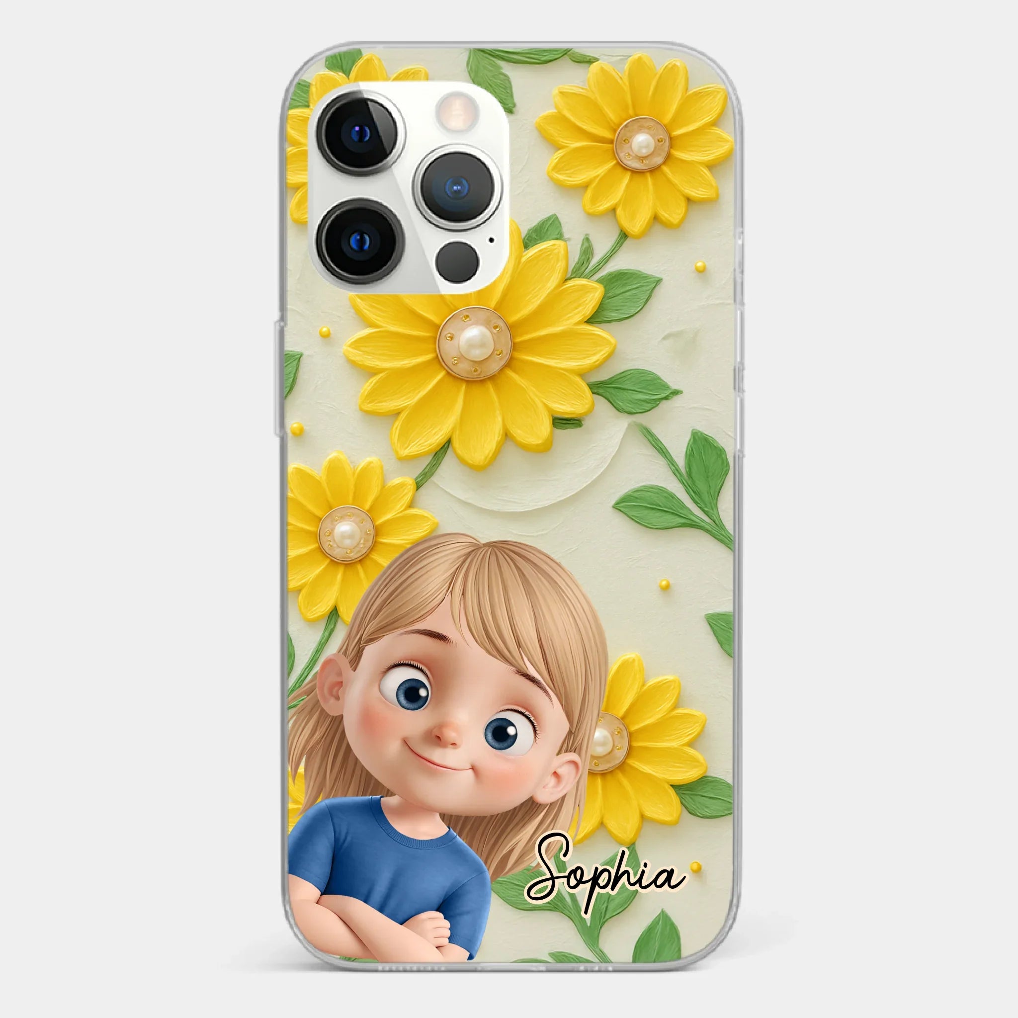 Custom 3D Inflated Effect Printed Clear Phone Case - Personalized Birthday Gifts For Mom, Grandma - Blooming With Joy Together