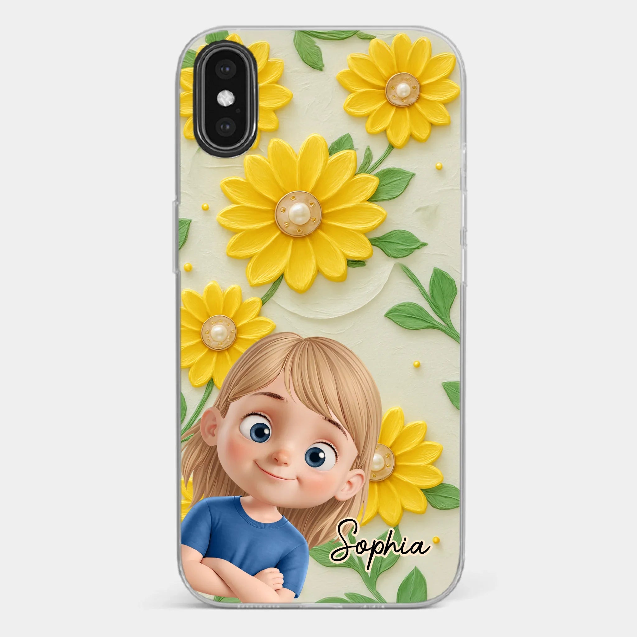 Custom 3D Inflated Effect Printed Clear Phone Case - Personalized Birthday Gifts For Mom, Grandma - Blooming With Joy Together