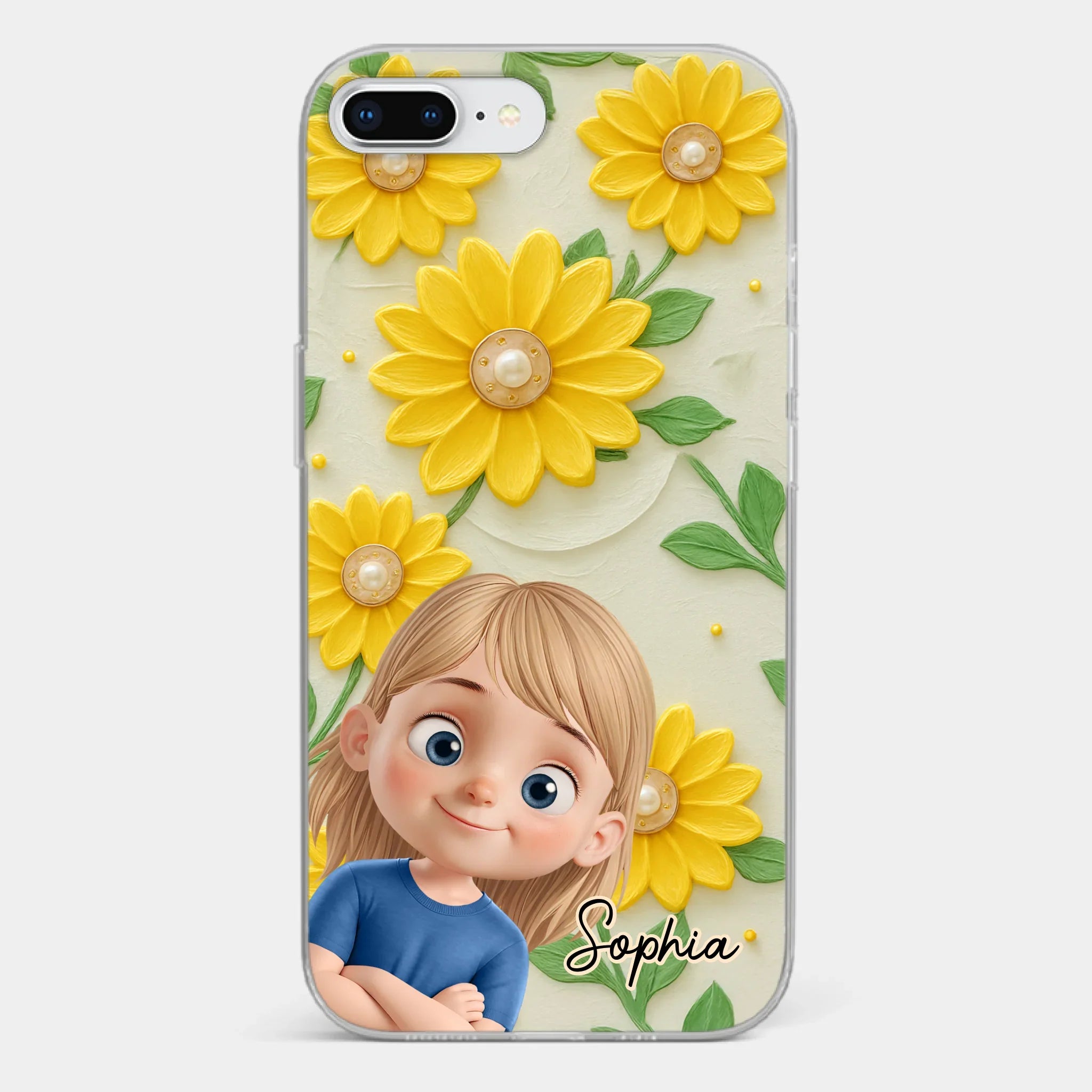 Custom 3D Inflated Effect Printed Clear Phone Case - Personalized Birthday Gifts For Mom, Grandma - Blooming With Joy Together