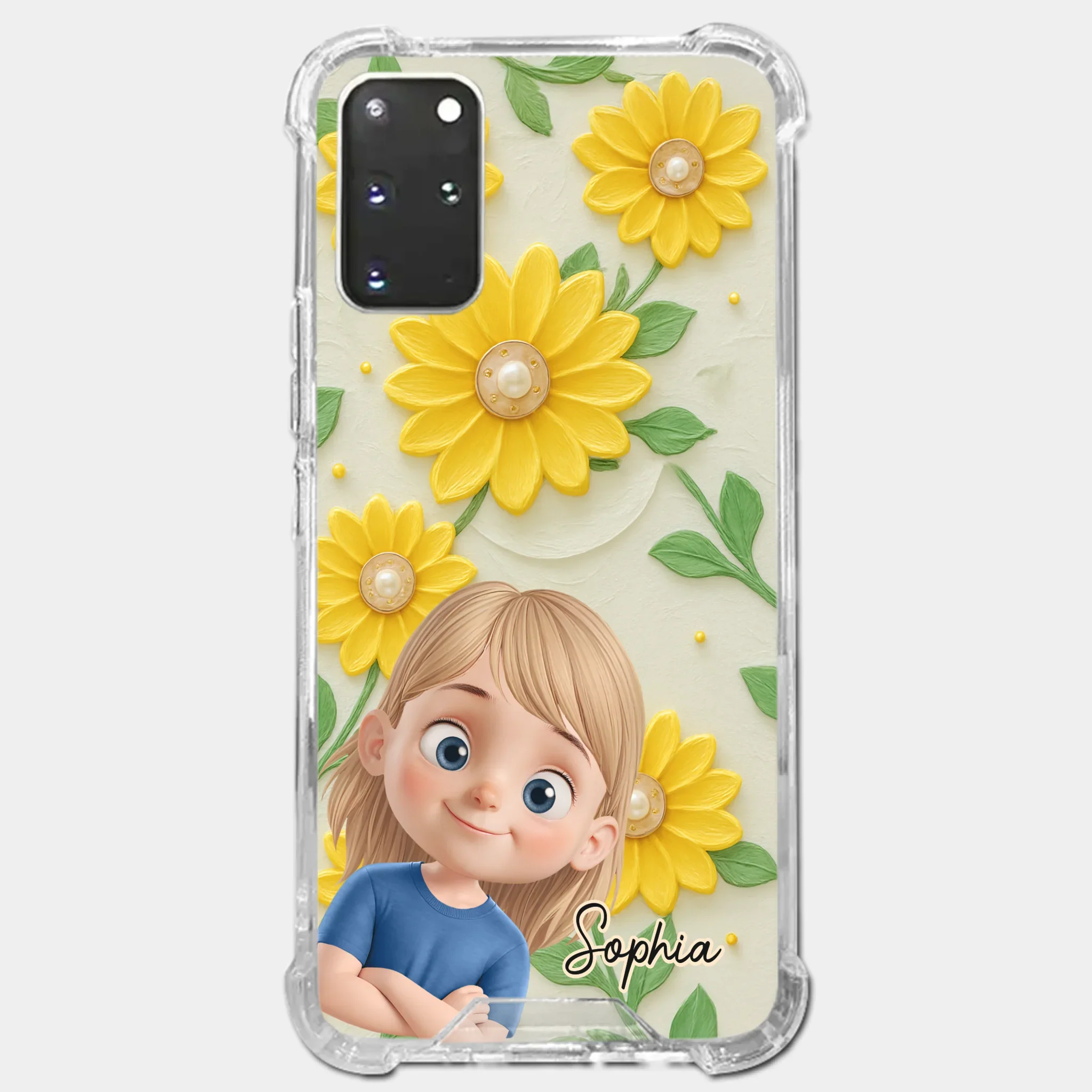 Custom 3D Inflated Effect Printed Clear Phone Case - Personalized Birthday Gifts For Mom, Grandma - Blooming With Joy Together
