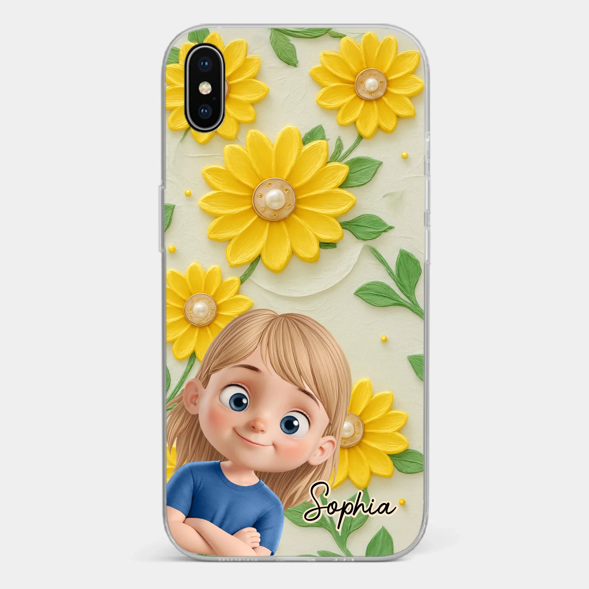 Custom 3D Inflated Effect Printed Clear Phone Case - Personalized Birthday Gifts For Mom, Grandma - Blooming With Joy Together