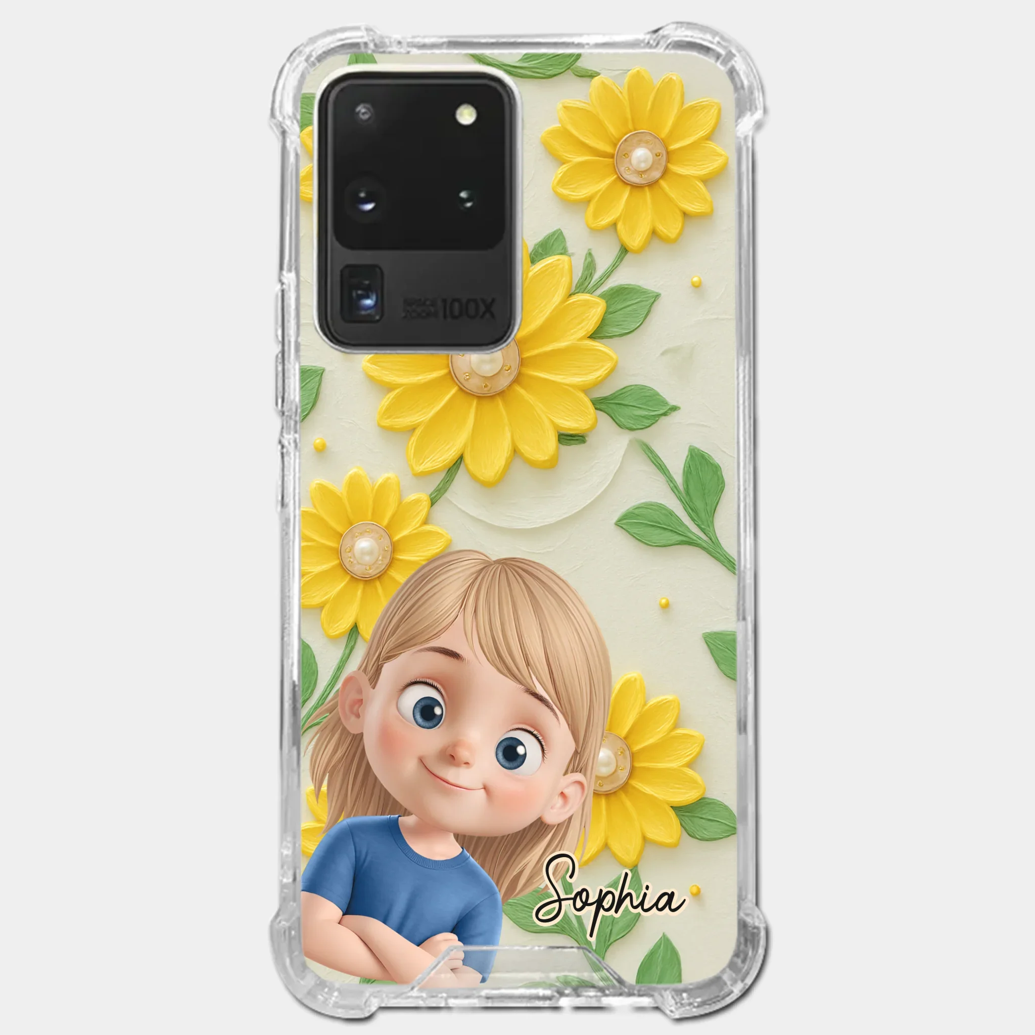 Custom 3D Inflated Effect Printed Clear Phone Case - Personalized Birthday Gifts For Mom, Grandma - Blooming With Joy Together